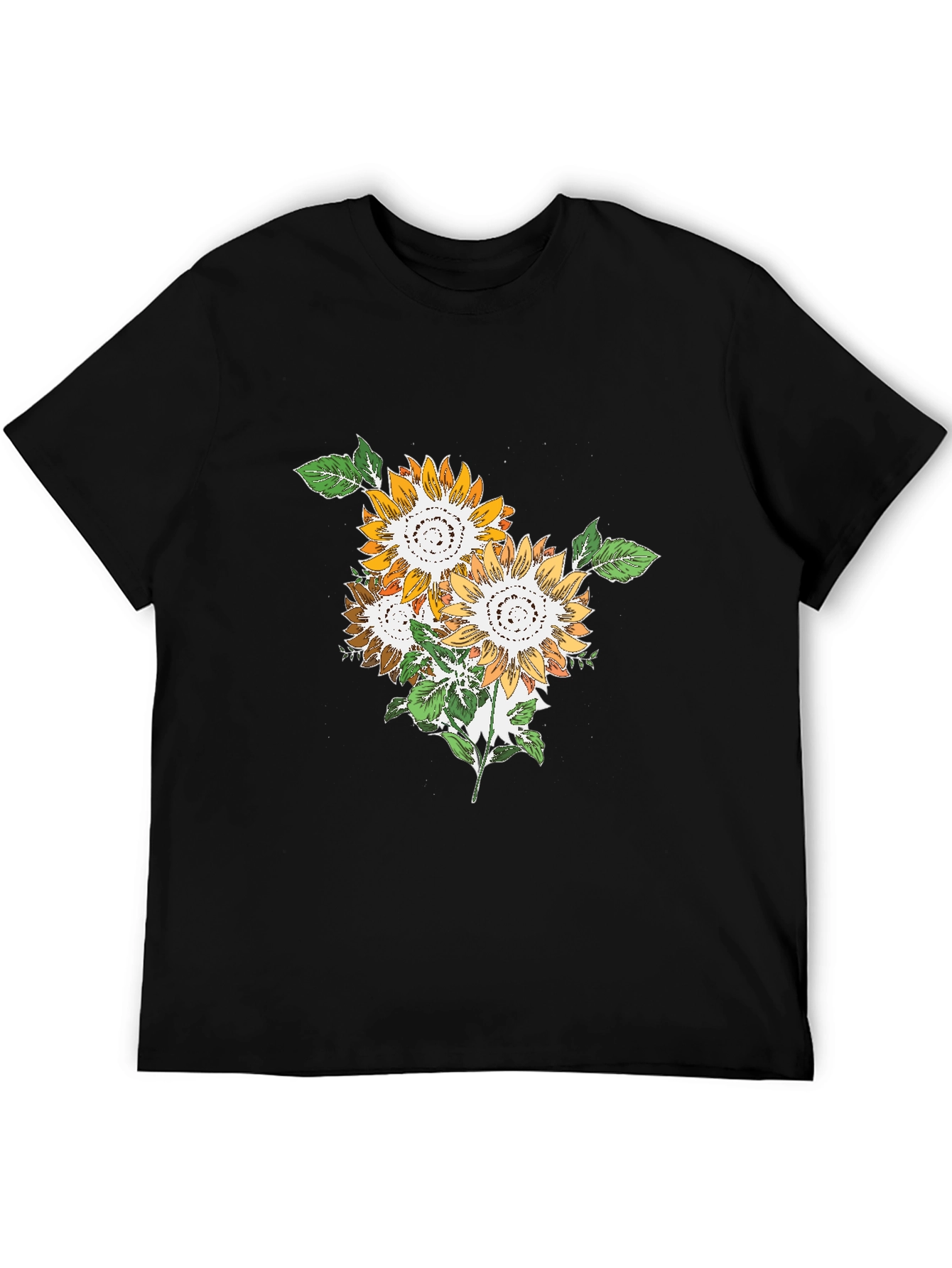 Sunflower Graphic Print Mens Black T-Shirt