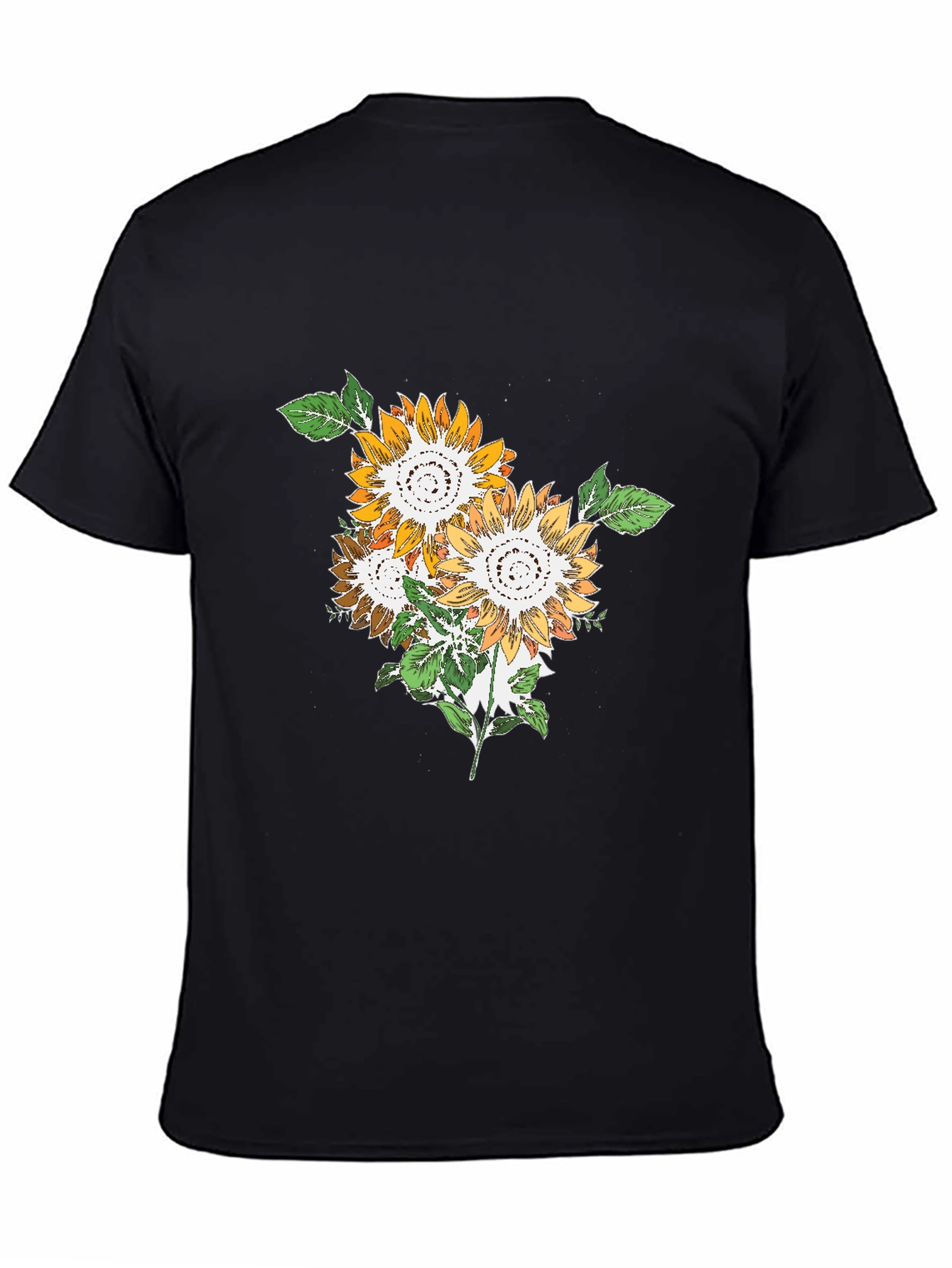 Sunflower Graphic Print Mens Black T-Shirt