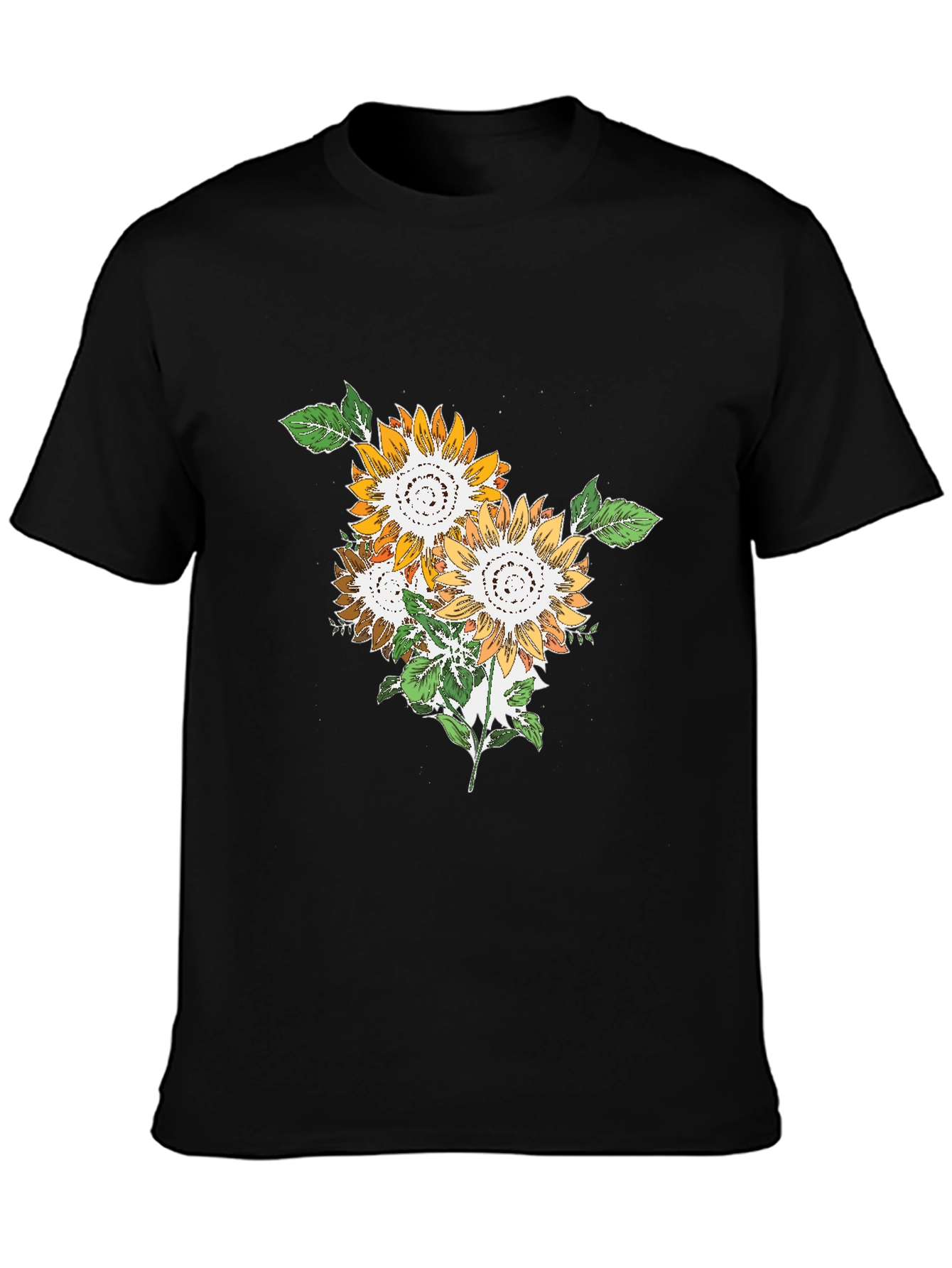 Sunflower Graphic Print Mens Black T-Shirt