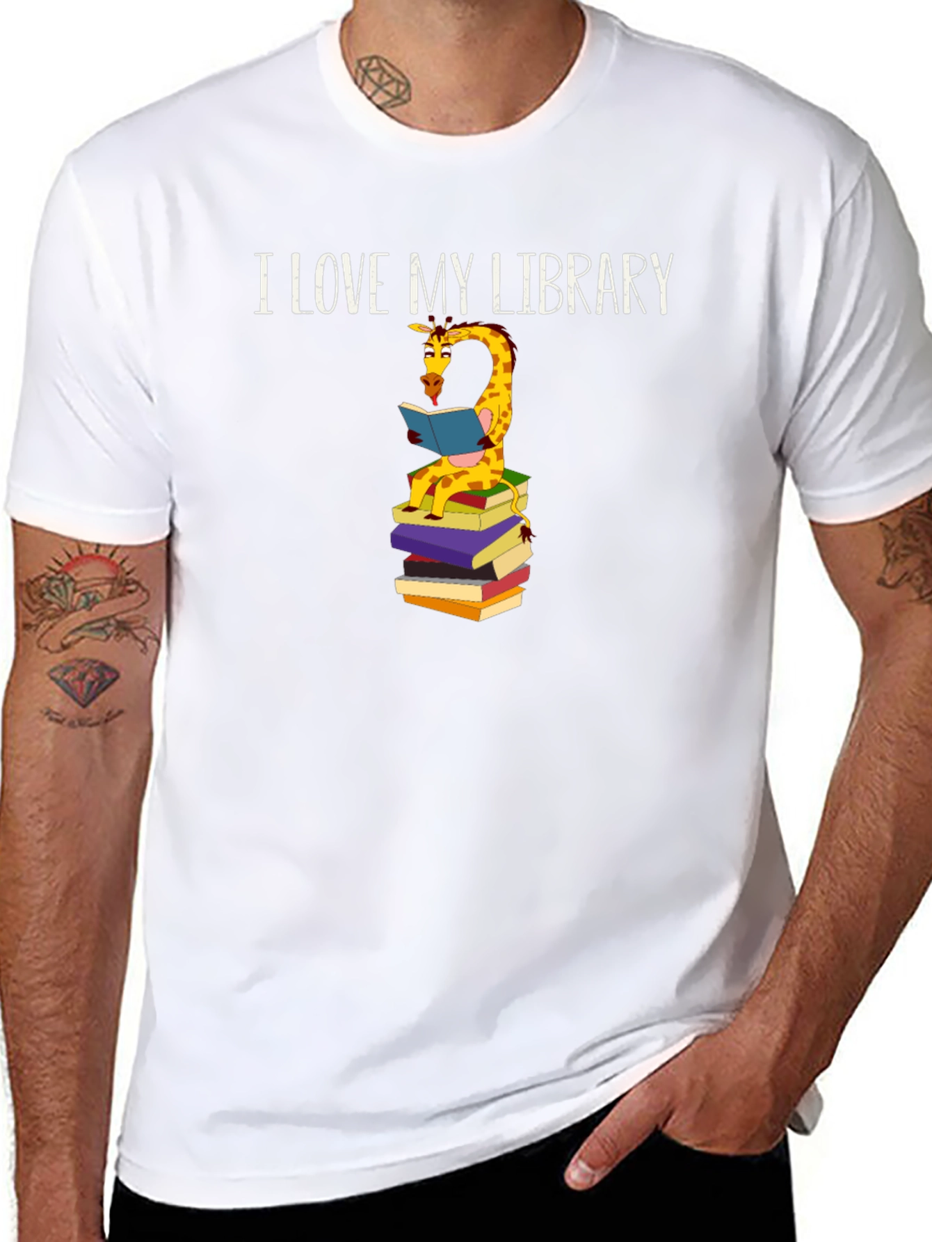 I Love My Library Giraffe T-Shirt
