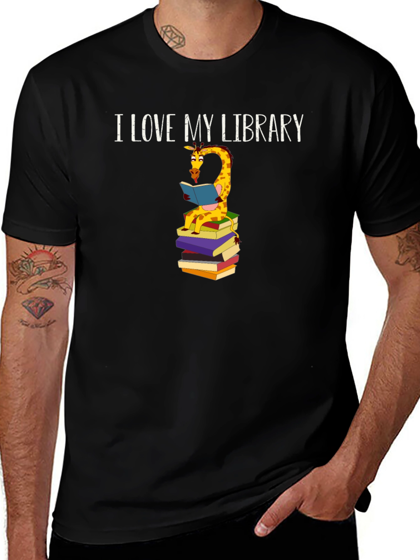 I Love My Library Giraffe T-Shirt