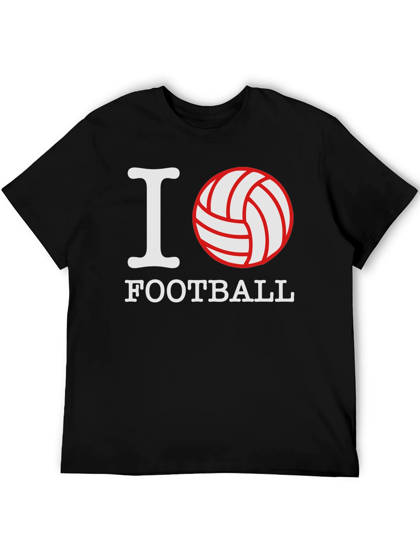 I Love Football Graphic Tee - Black Cotton T-Shirt
