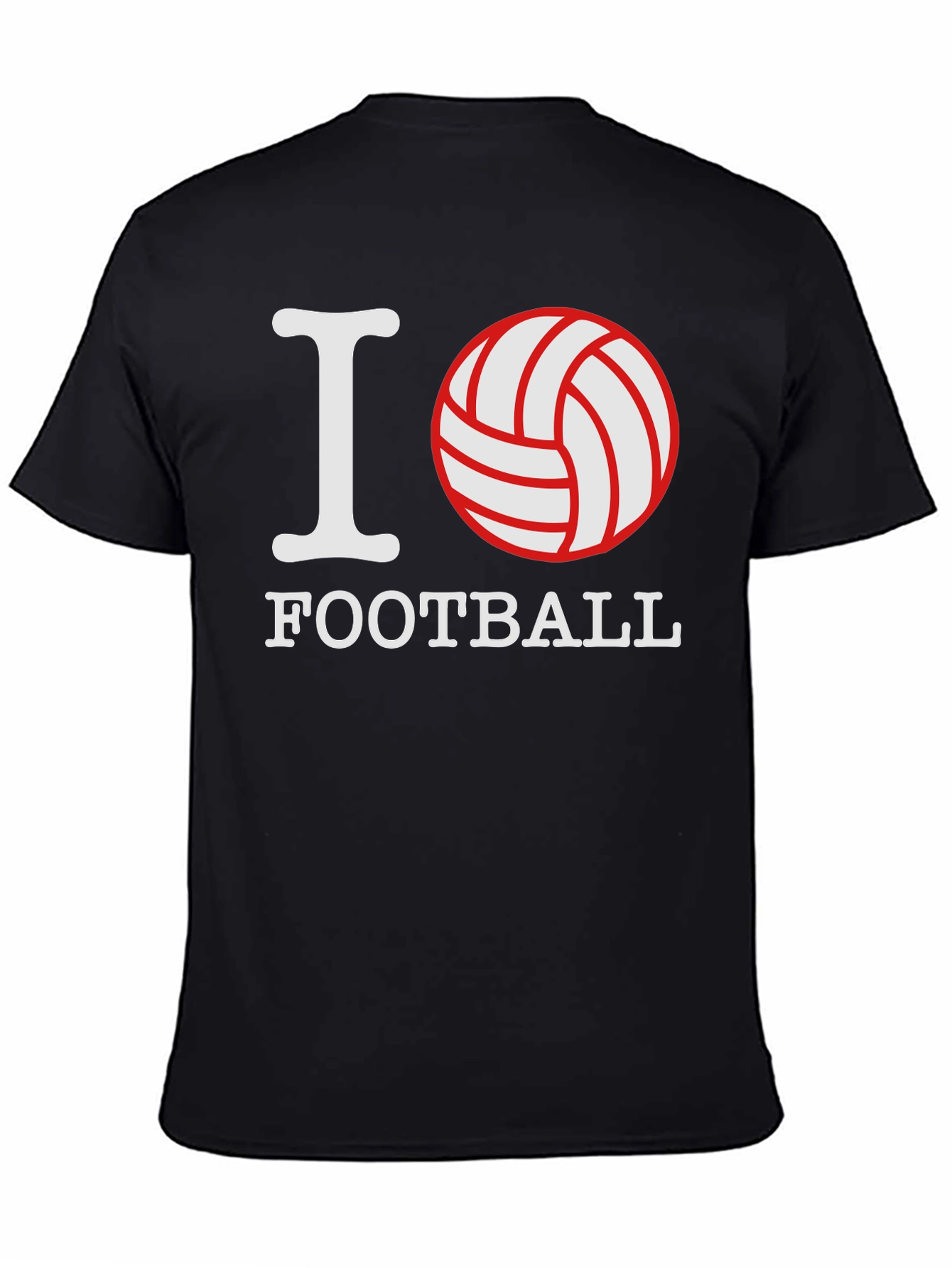 I Love Football Graphic Tee - Black Cotton T-Shirt