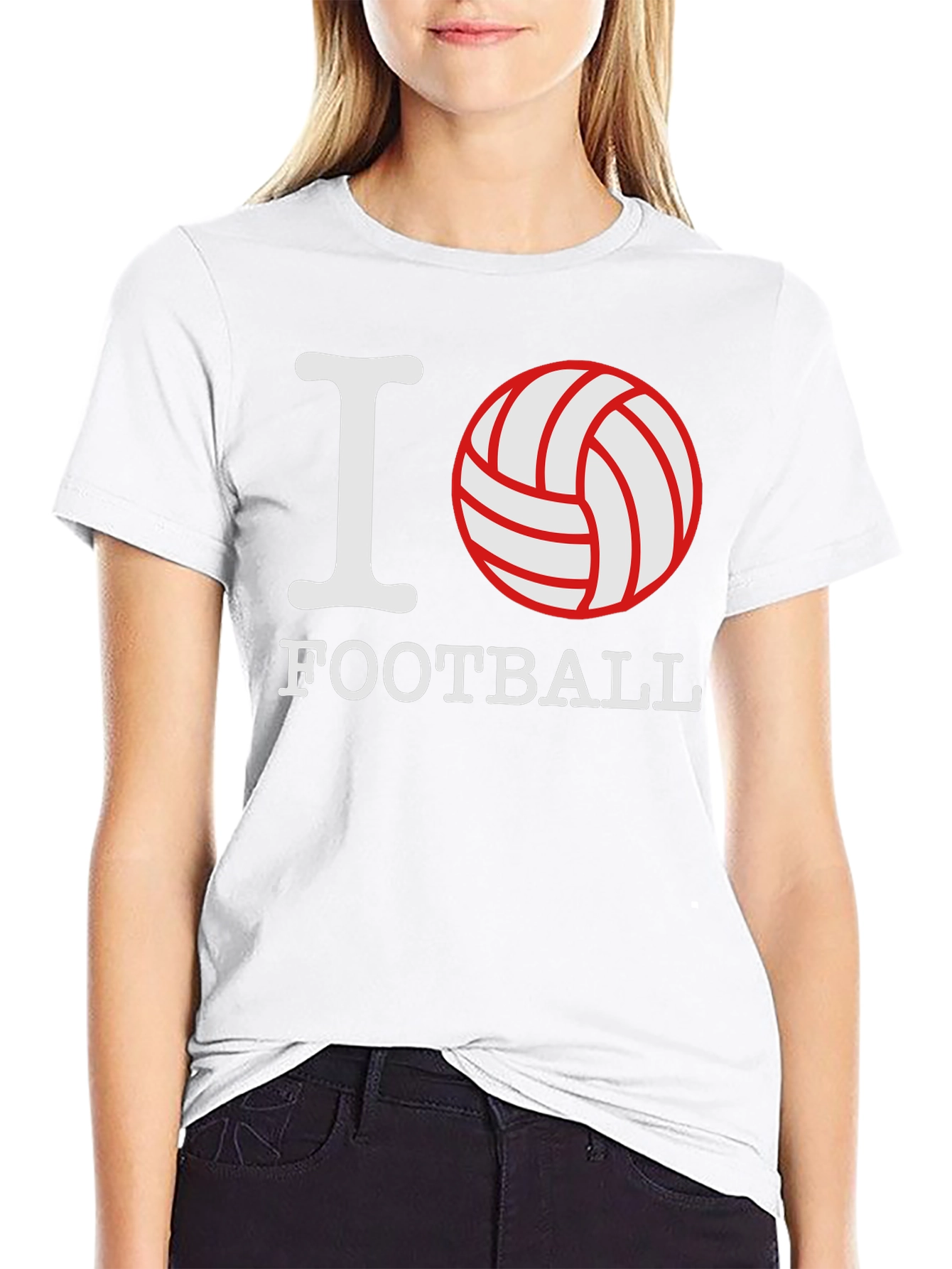 I Love Football Graphic Tee - Black Cotton T-Shirt
