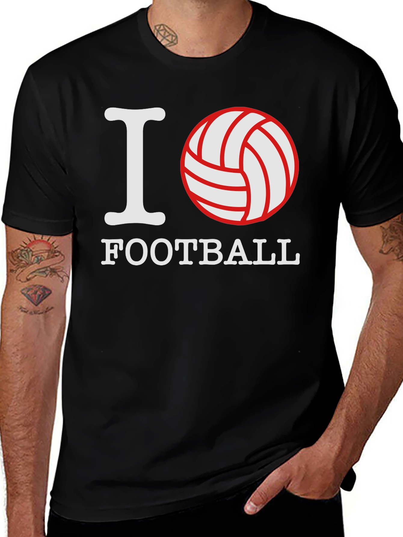 I Love Football Graphic Tee - Black Cotton T-Shirt