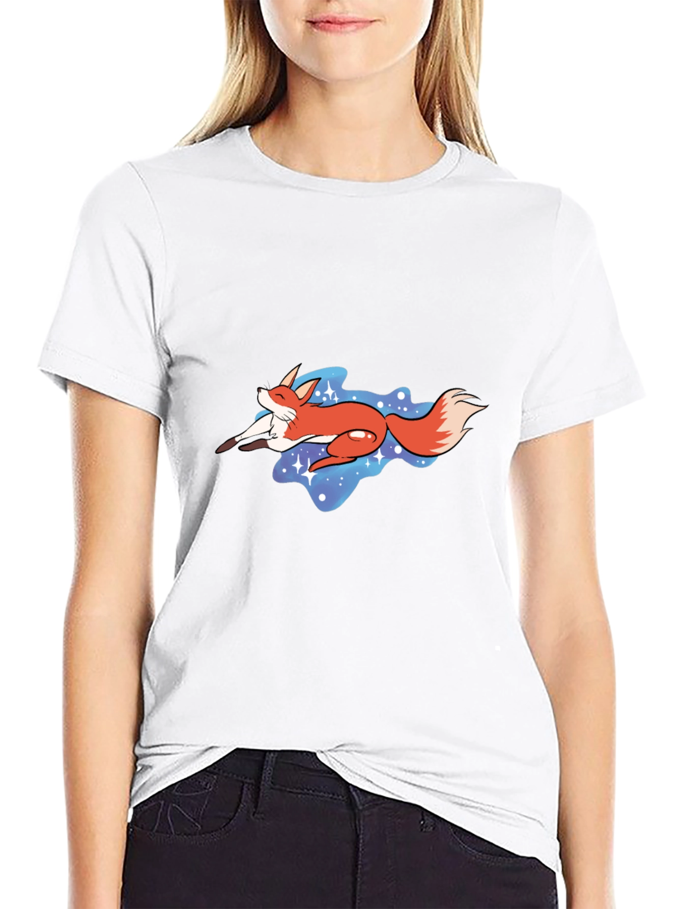 Fox in Space Graphic Tee - Unisex Black T-Shirt