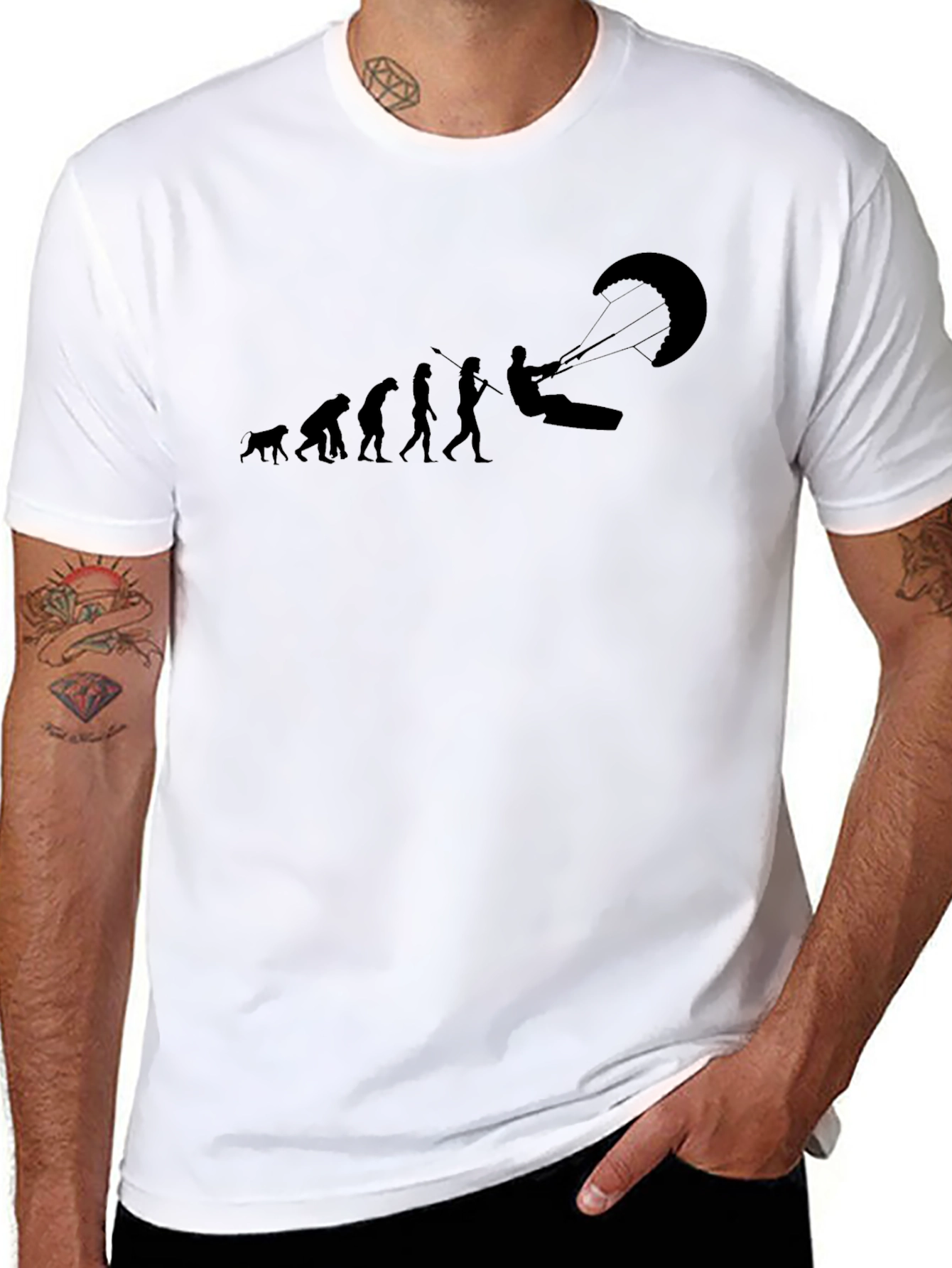 Evolution of Kitesurfing Black T-Shirt