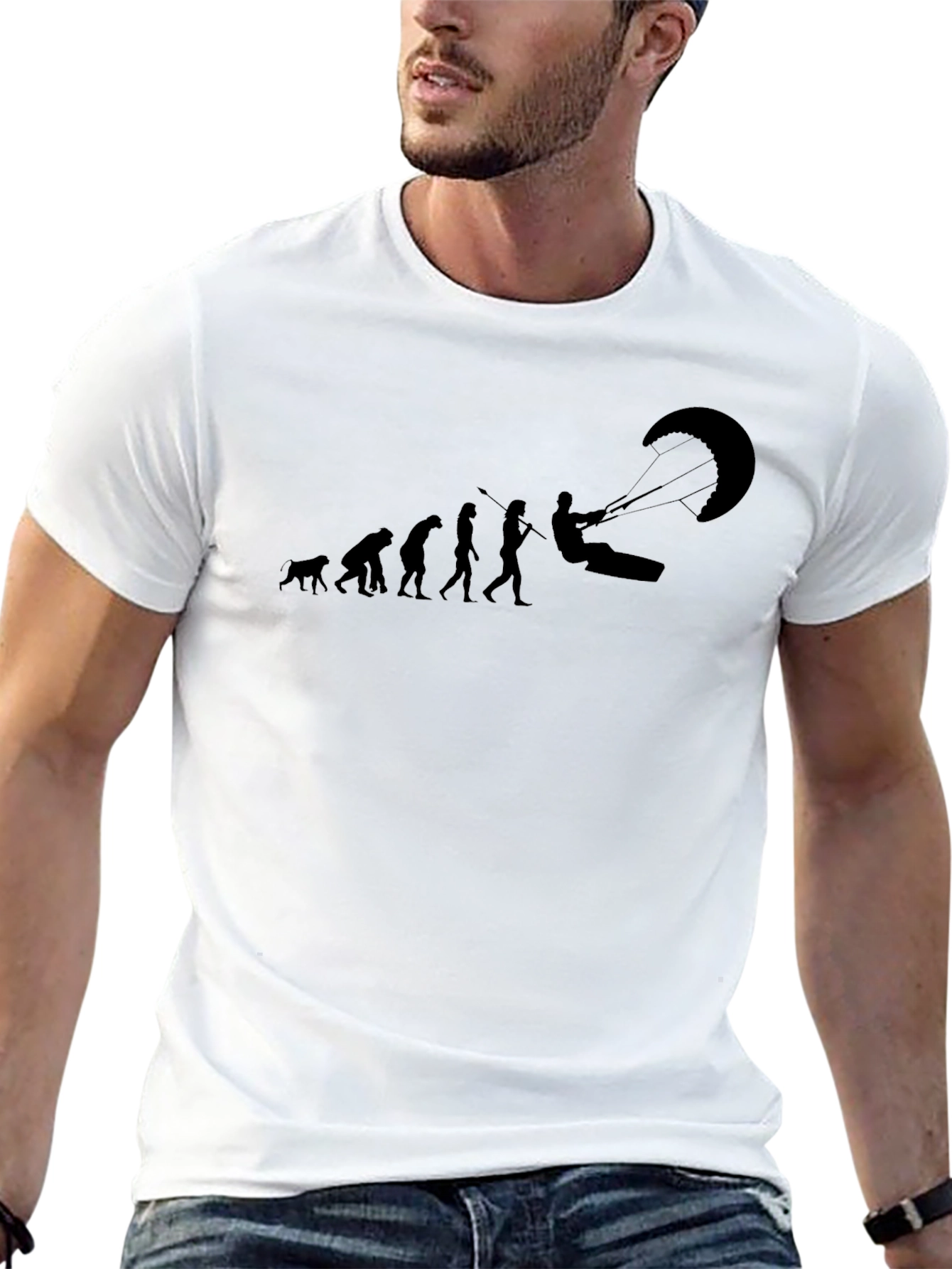 Evolution of Kitesurfing Black T-Shirt