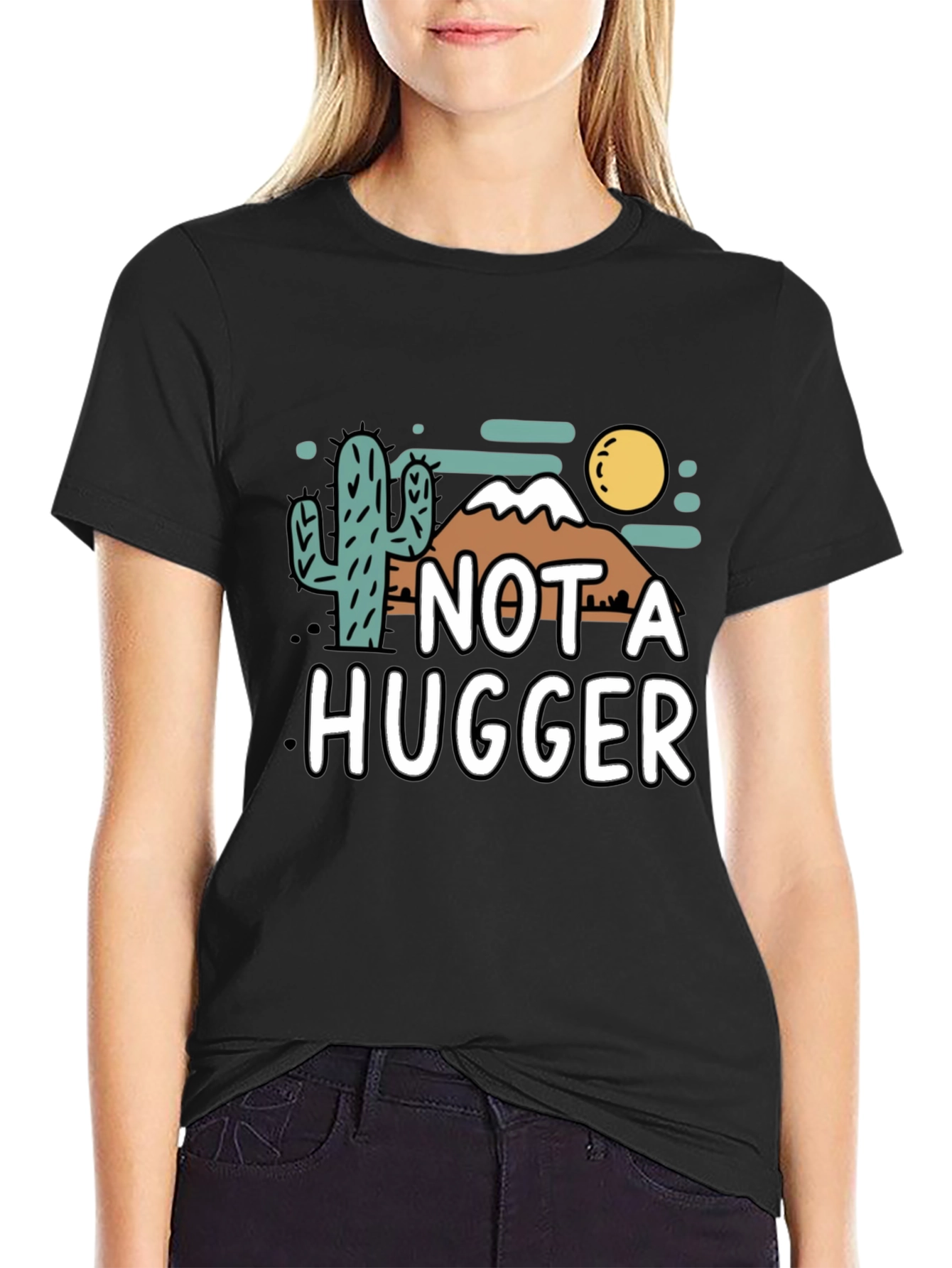 Not A Hugger Graphic T-Shirt - Funny Cactus Tee