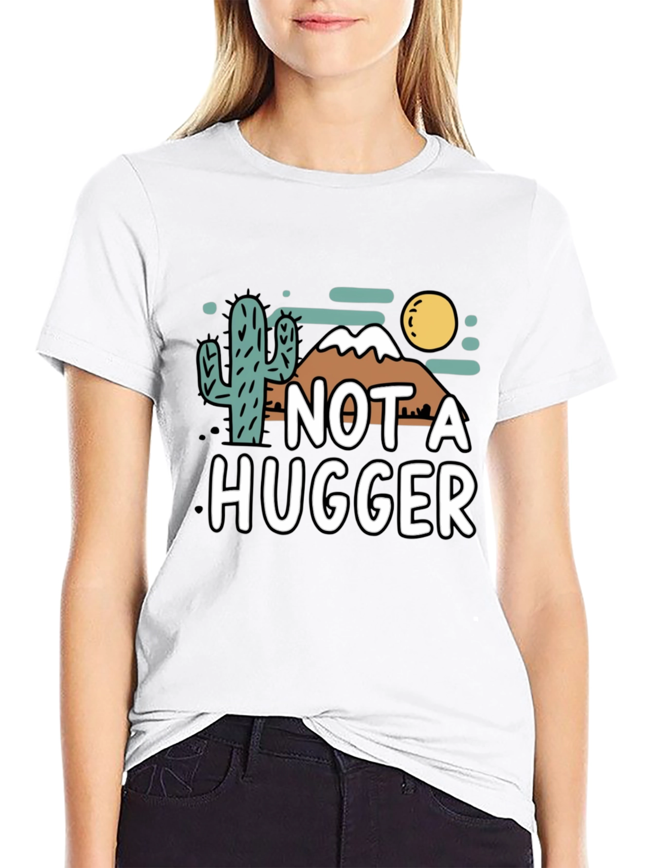 Not A Hugger Graphic T-Shirt - Funny Cactus Tee