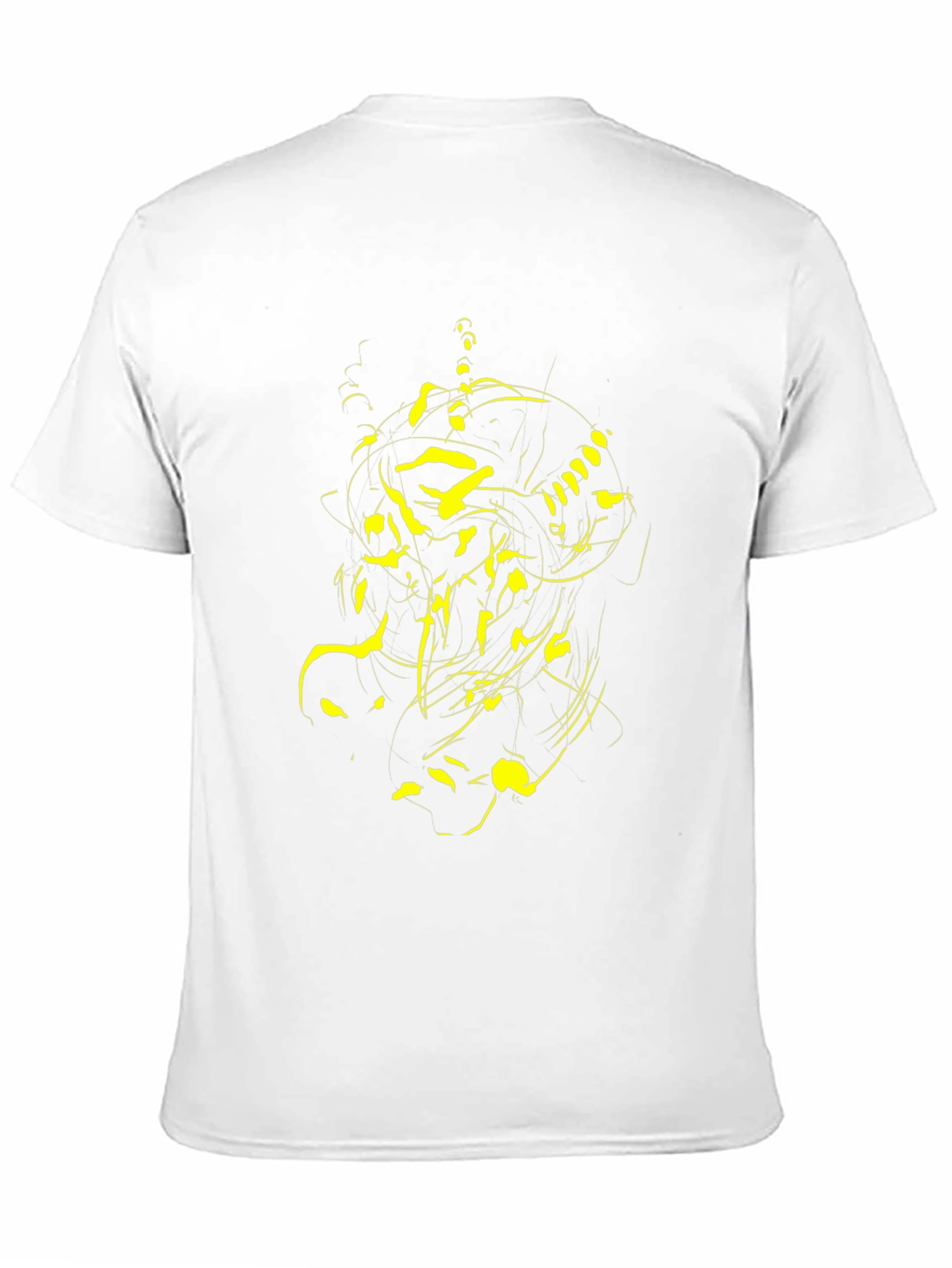 Abstract Yellow Graphic Print Black T-Shirt