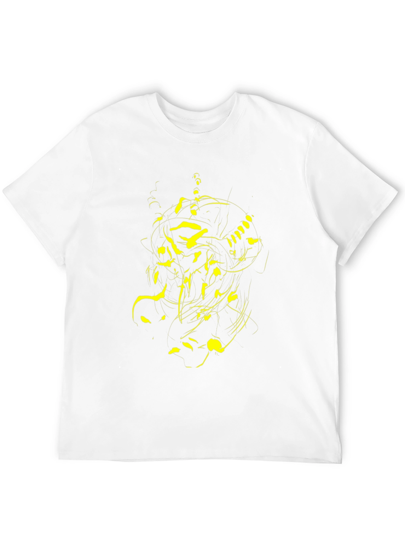 Abstract Yellow Graphic Print Black T-Shirt