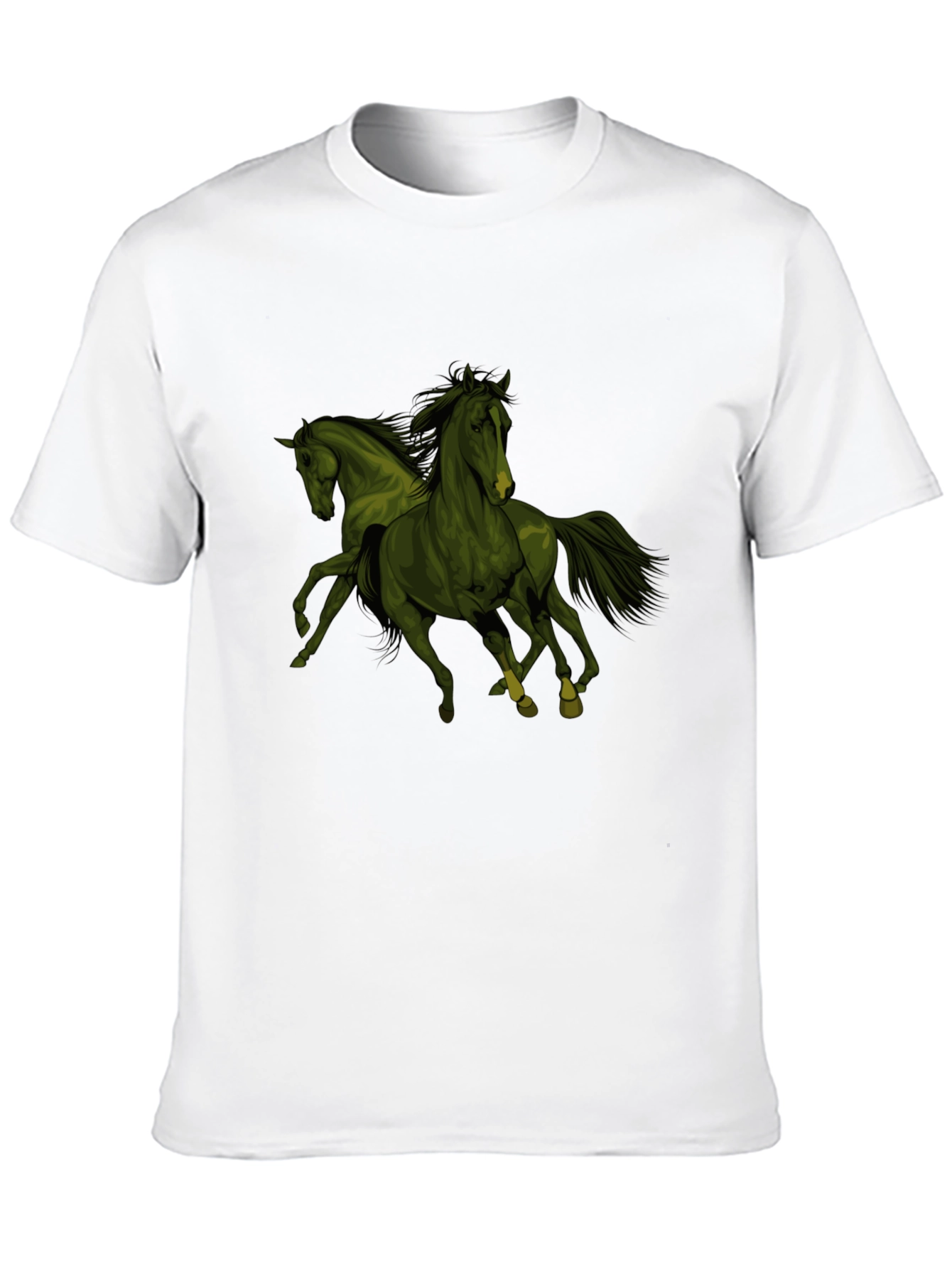 Equestrian Tee: Dual Horse Graphic Black T-Shirt