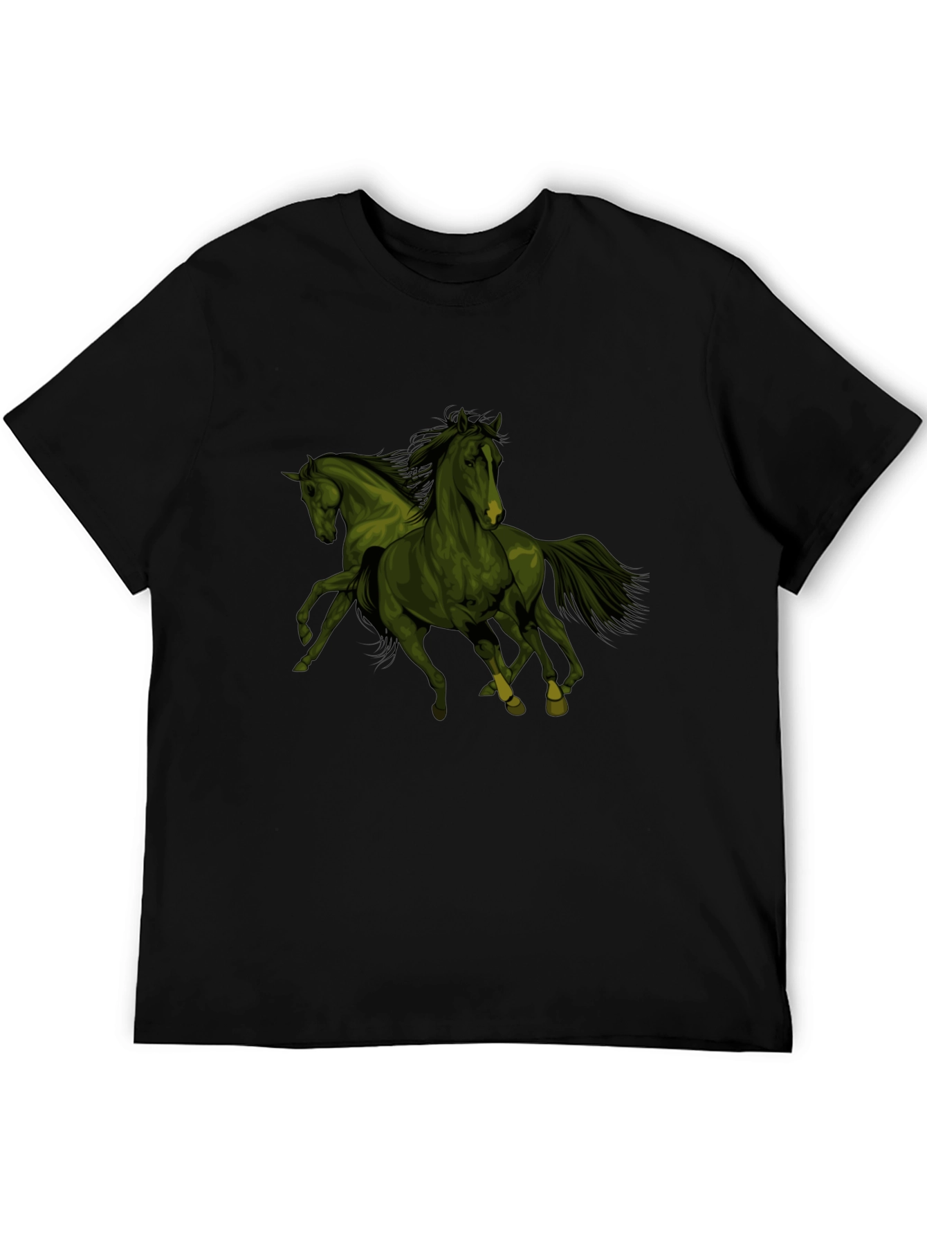 Equestrian Tee: Dual Horse Graphic Black T-Shirt