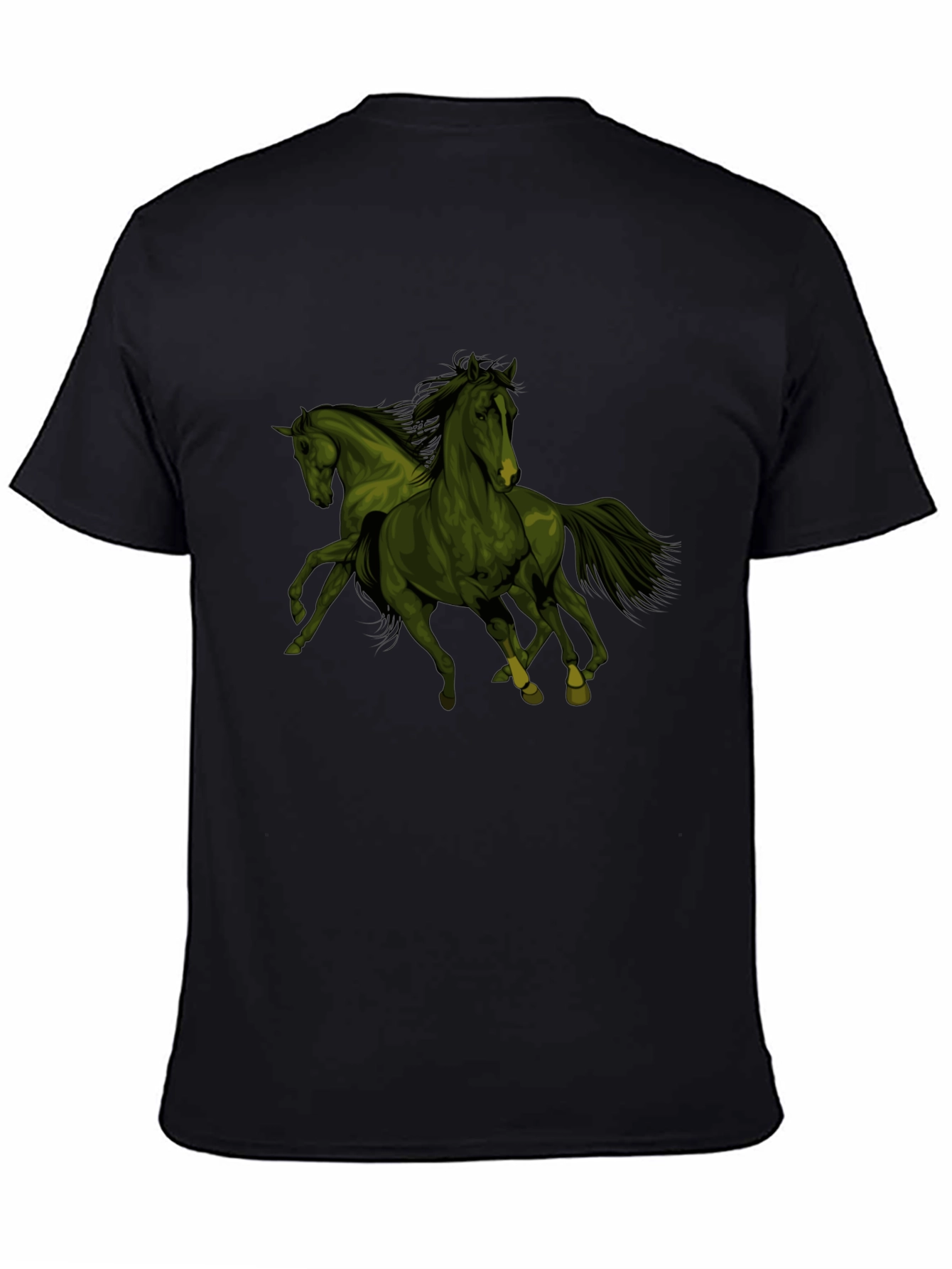 Equestrian Tee: Dual Horse Graphic Black T-Shirt