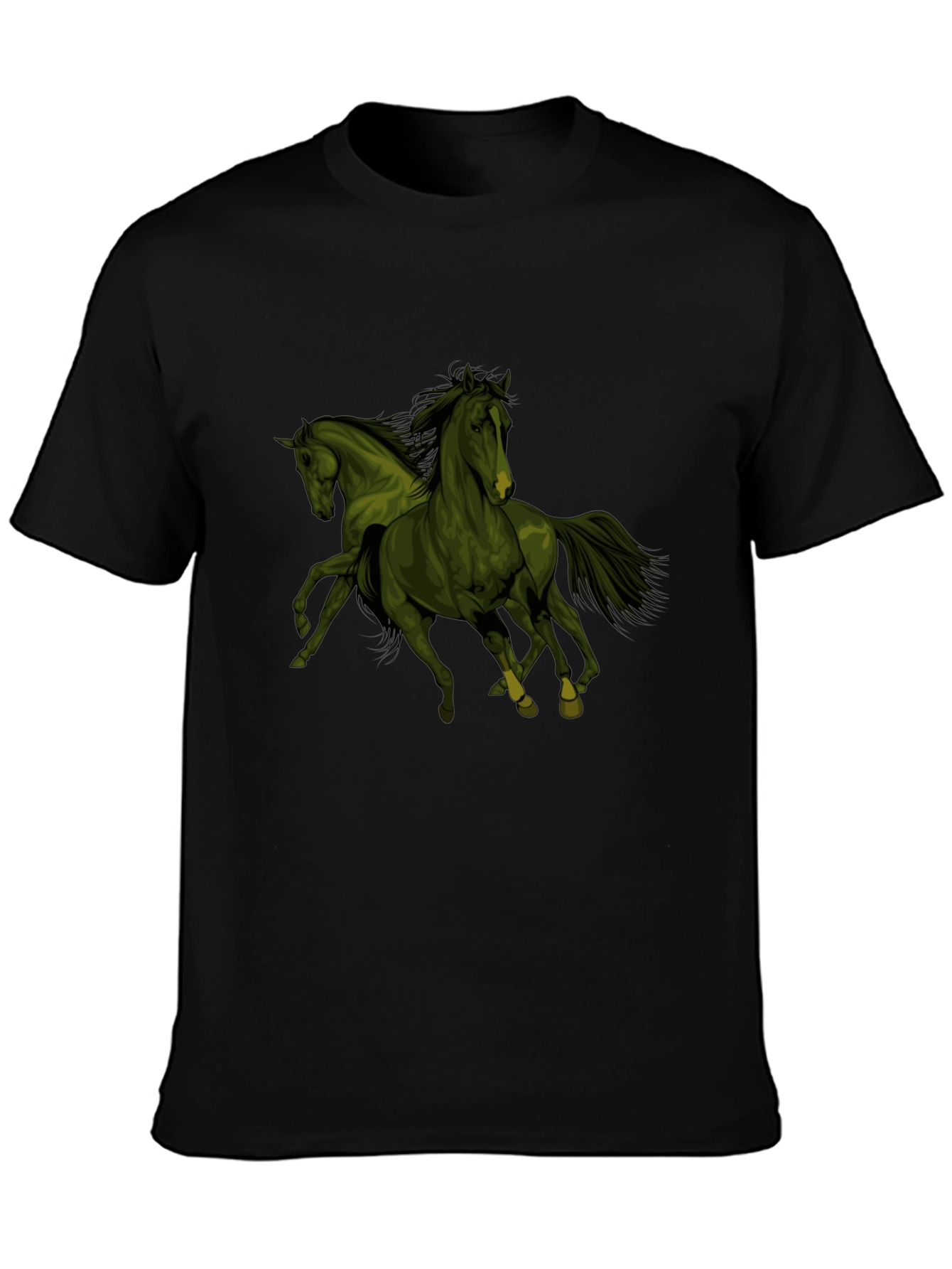 Equestrian Tee: Dual Horse Graphic Black T-Shirt