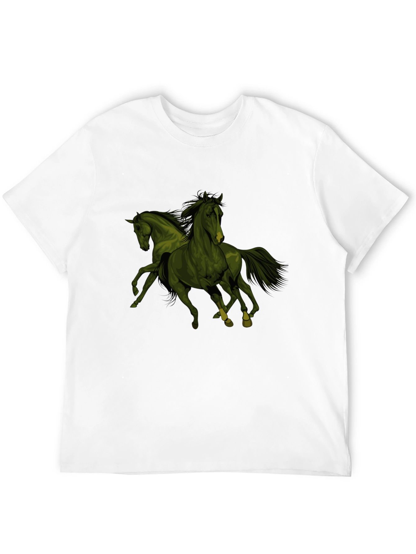 Equestrian Tee: Dual Horse Graphic Black T-Shirt