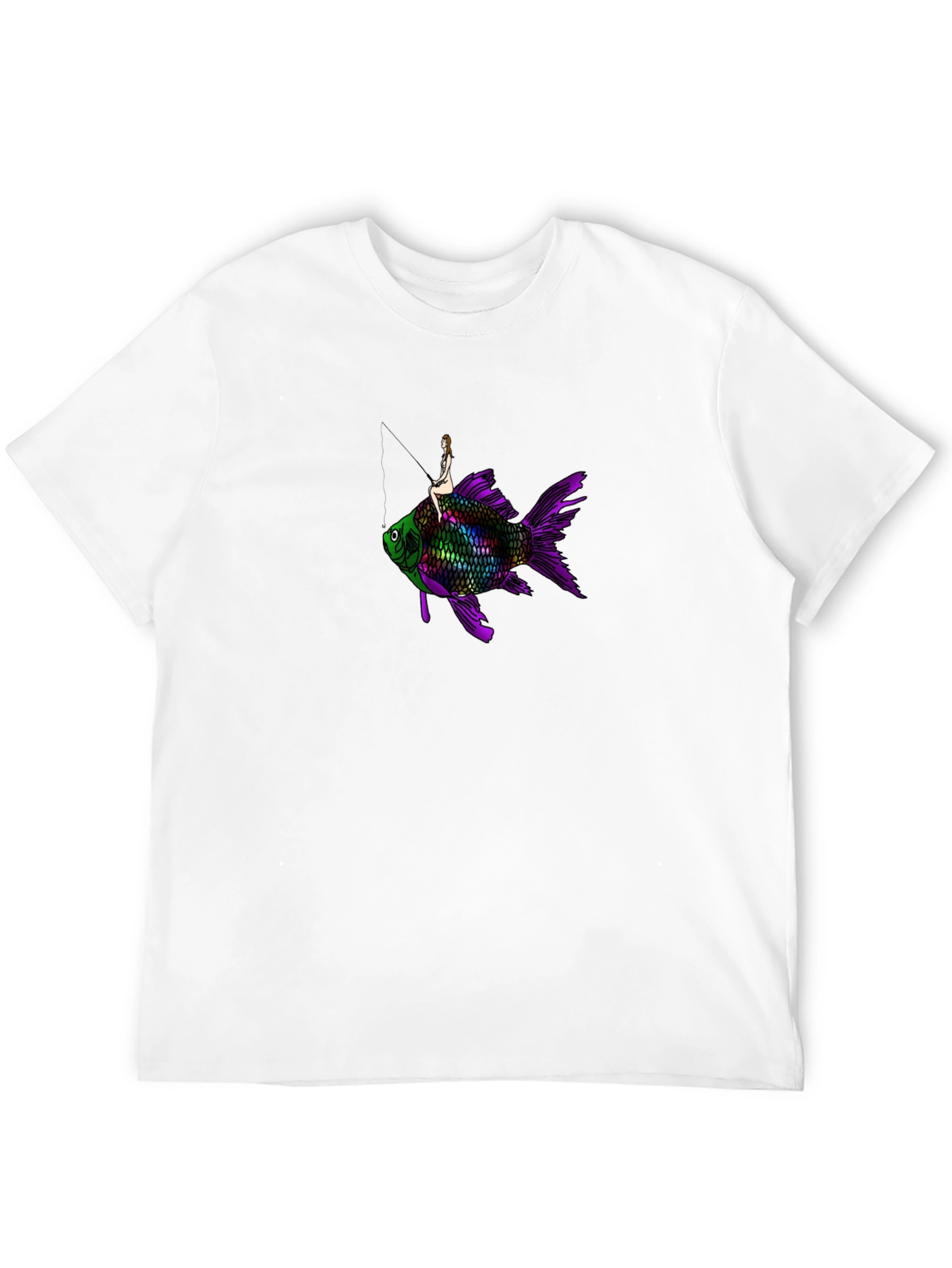 Black T-Shirt w/ Surreal Fish Rider Design