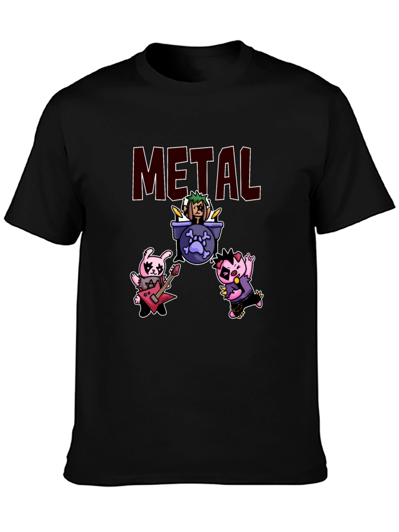 Metal Band Cartoon Graphic T-Shirt