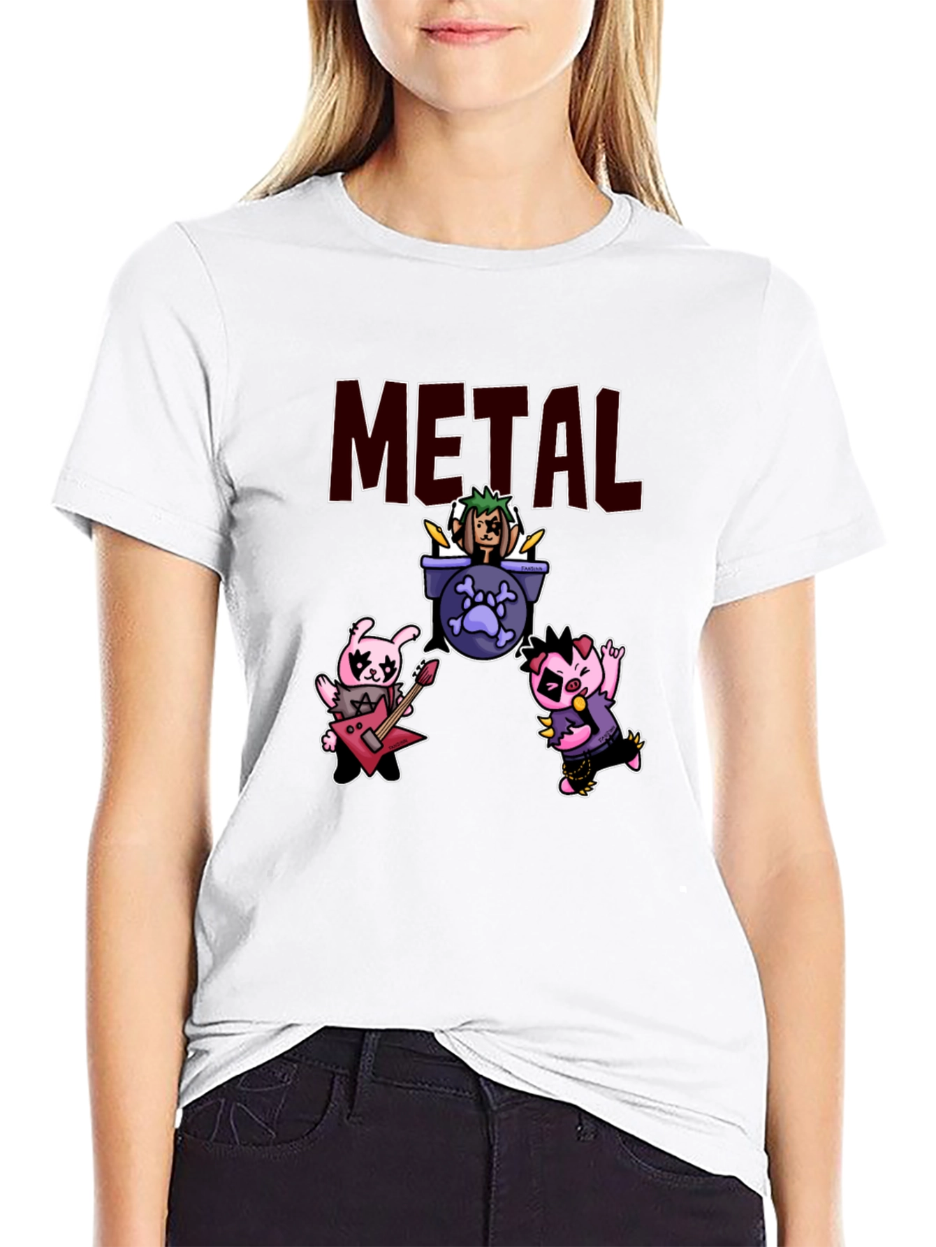 Metal Band Cartoon Graphic T-Shirt