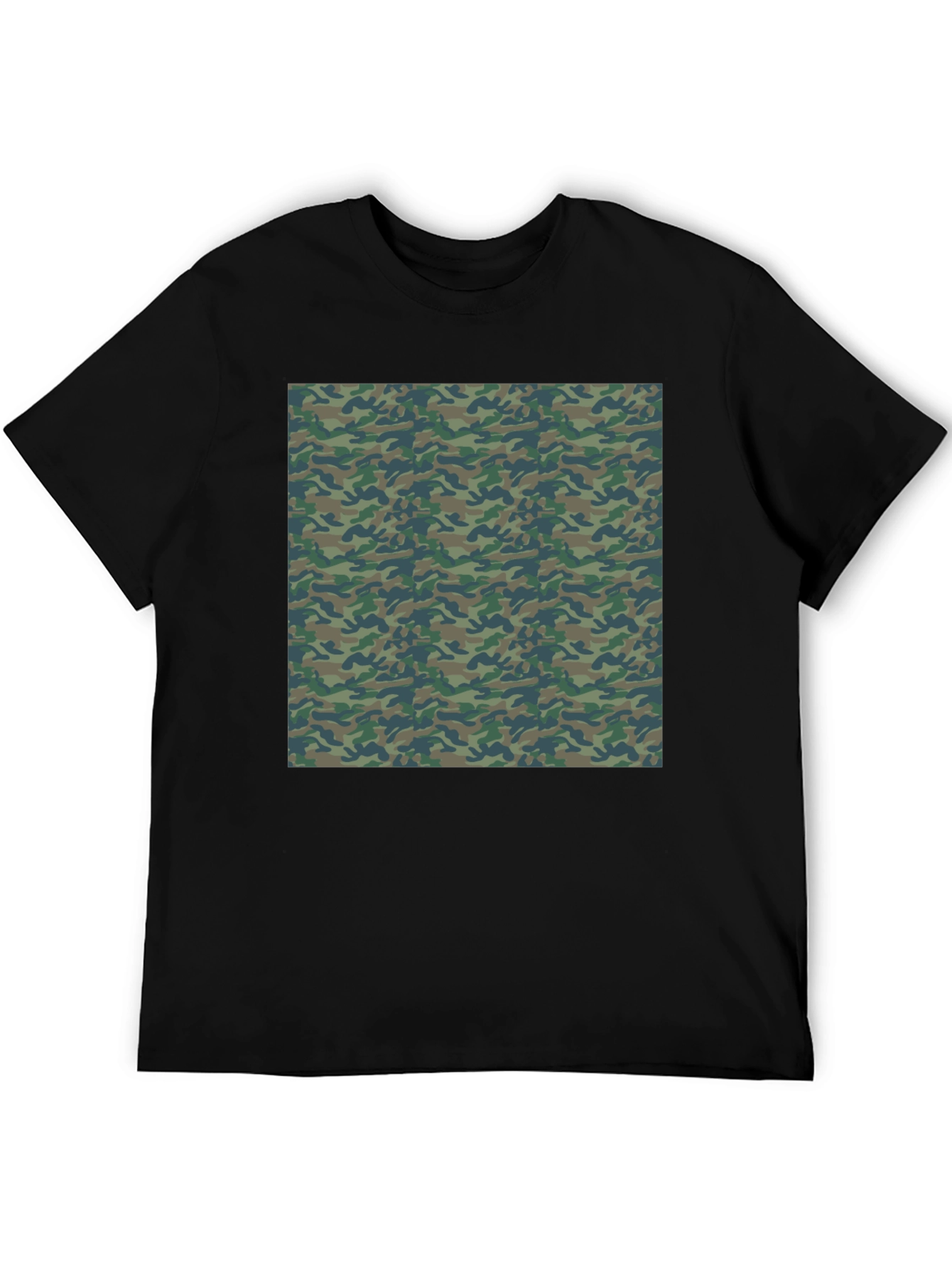Camo Print Mens Black T-Shirt
