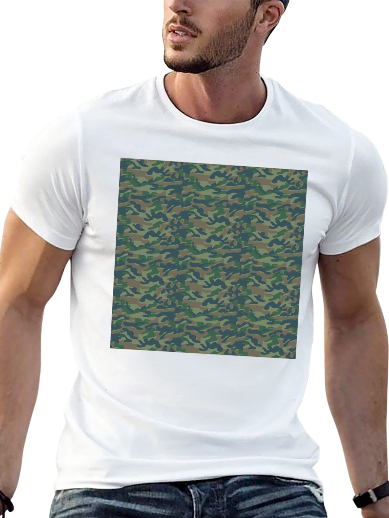 Camo Print Mens Black T-Shirt