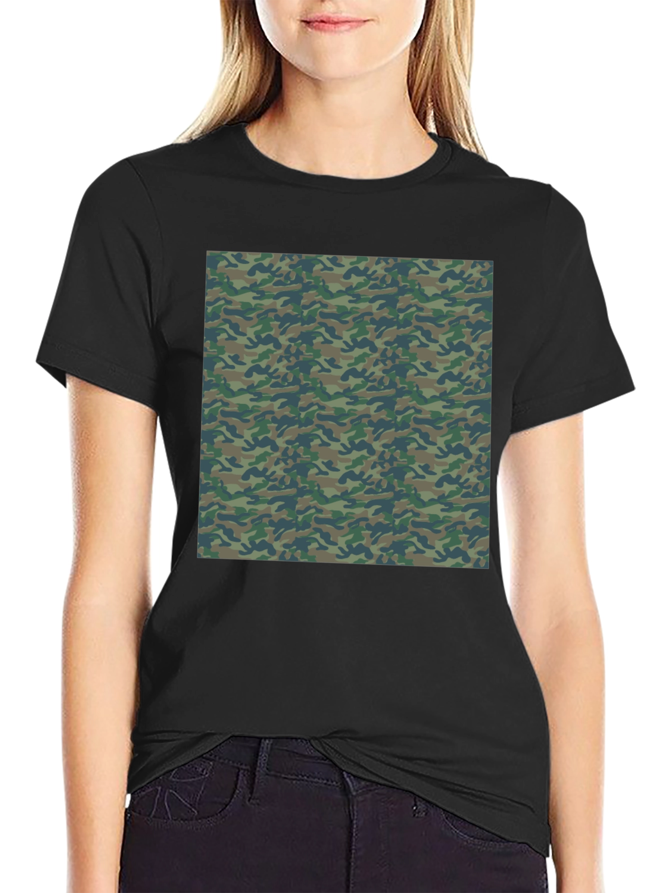 Camo Print Mens Black T-Shirt