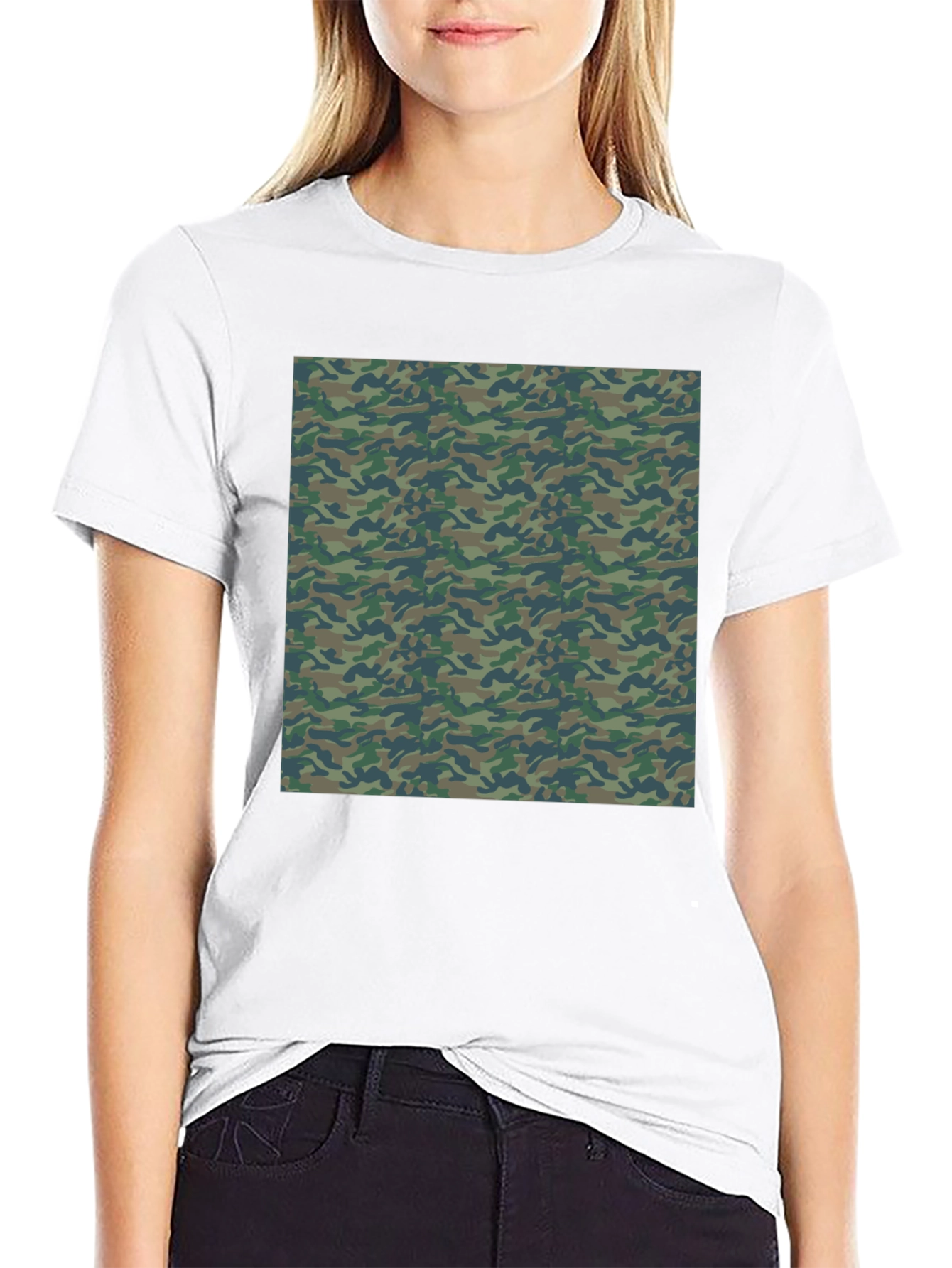 Camo Print Mens Black T-Shirt
