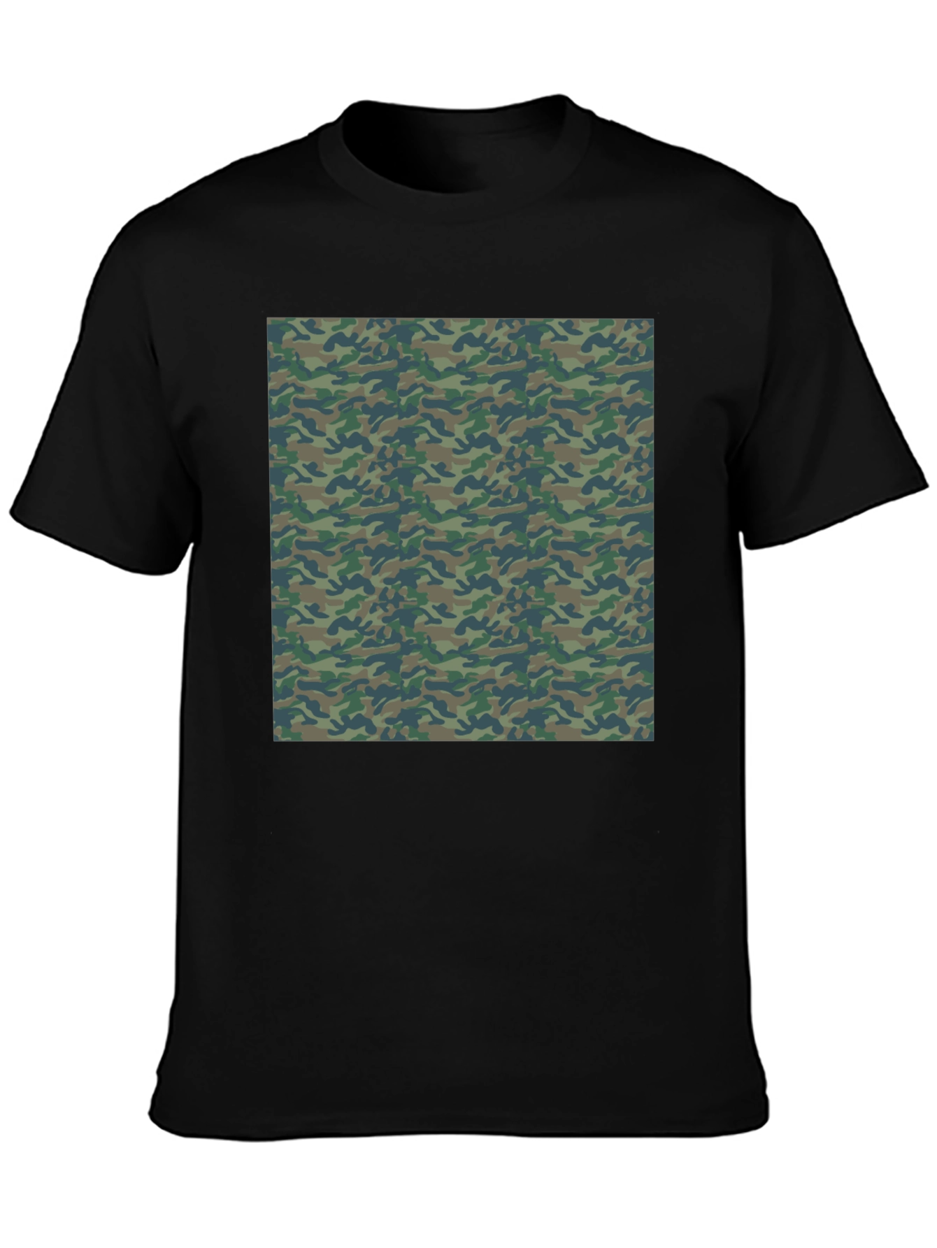 Camo Print Mens Black T-Shirt