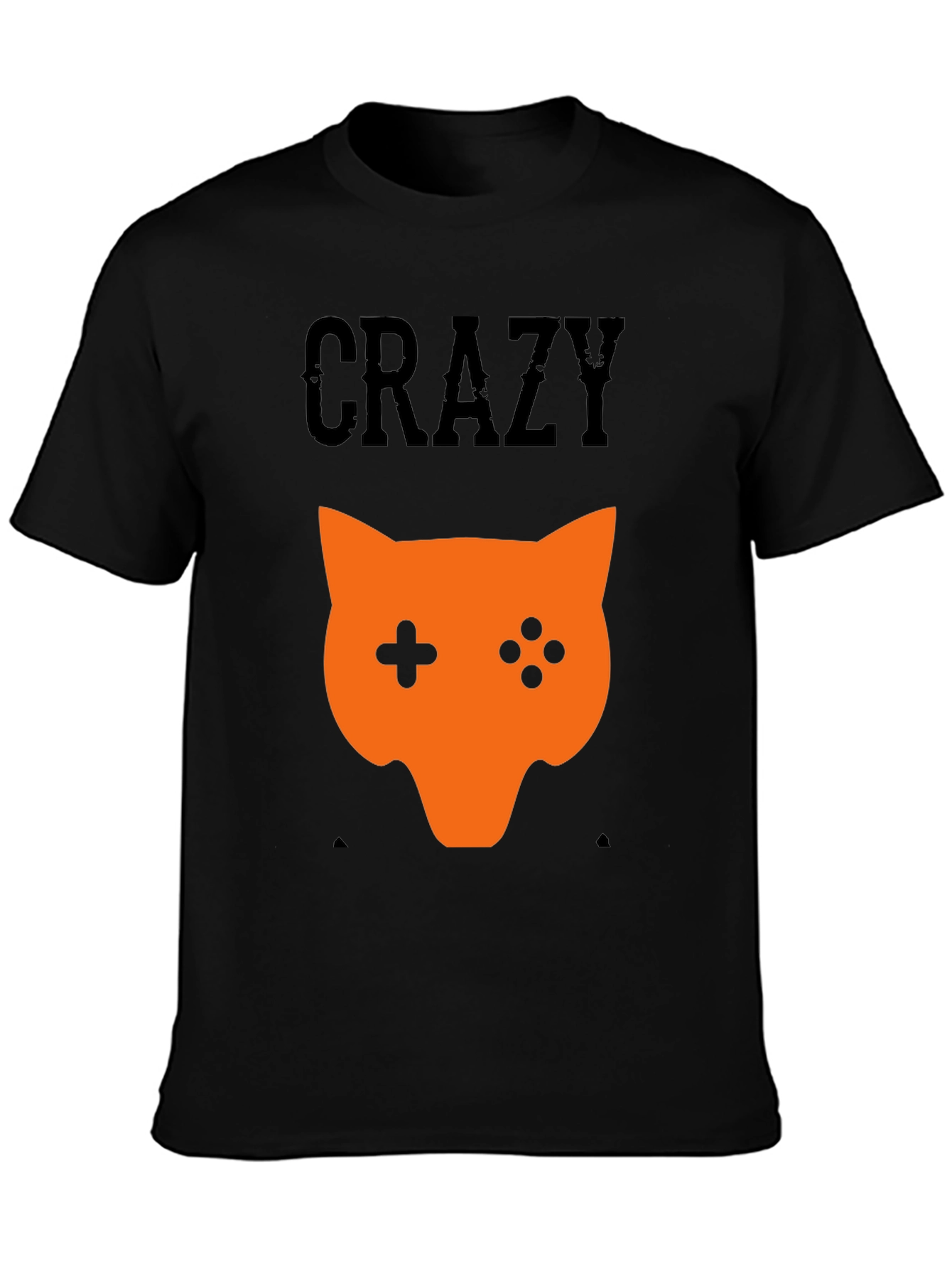 Crazy Gamer Fox Black T-Shirt