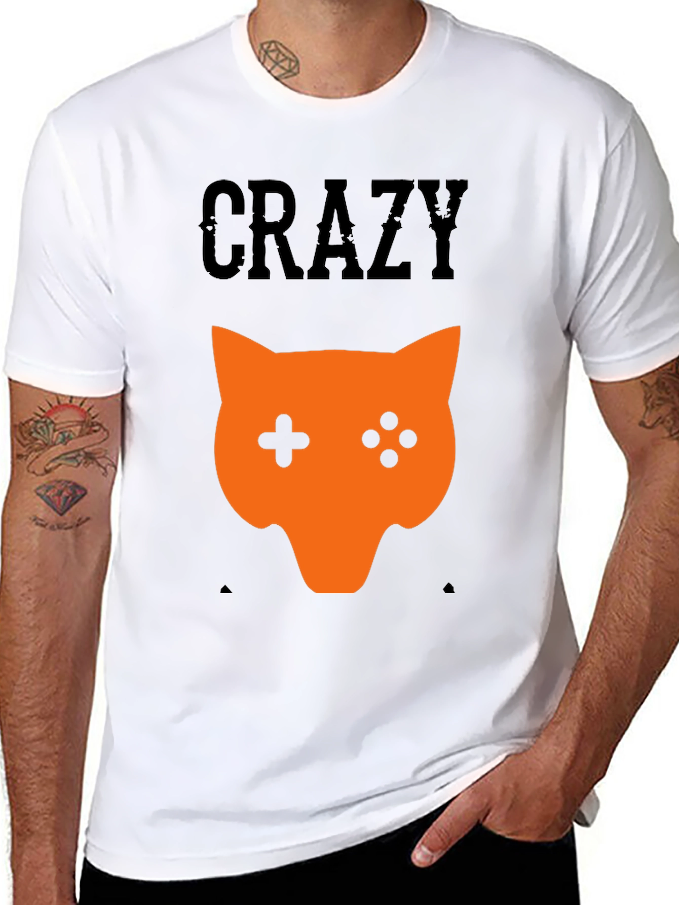 Crazy Gamer Fox Black T-Shirt