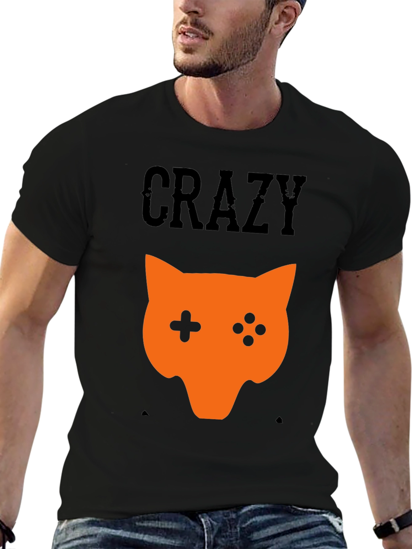 Crazy Gamer Fox Black T-Shirt