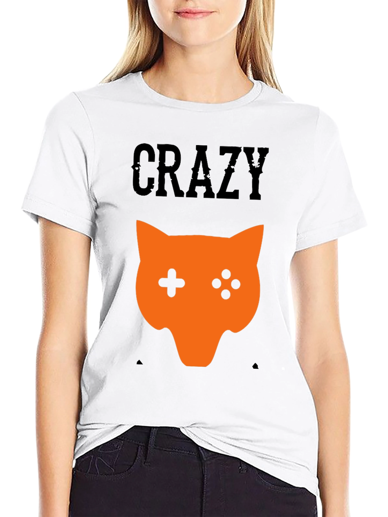 Crazy Gamer Fox Black T-Shirt