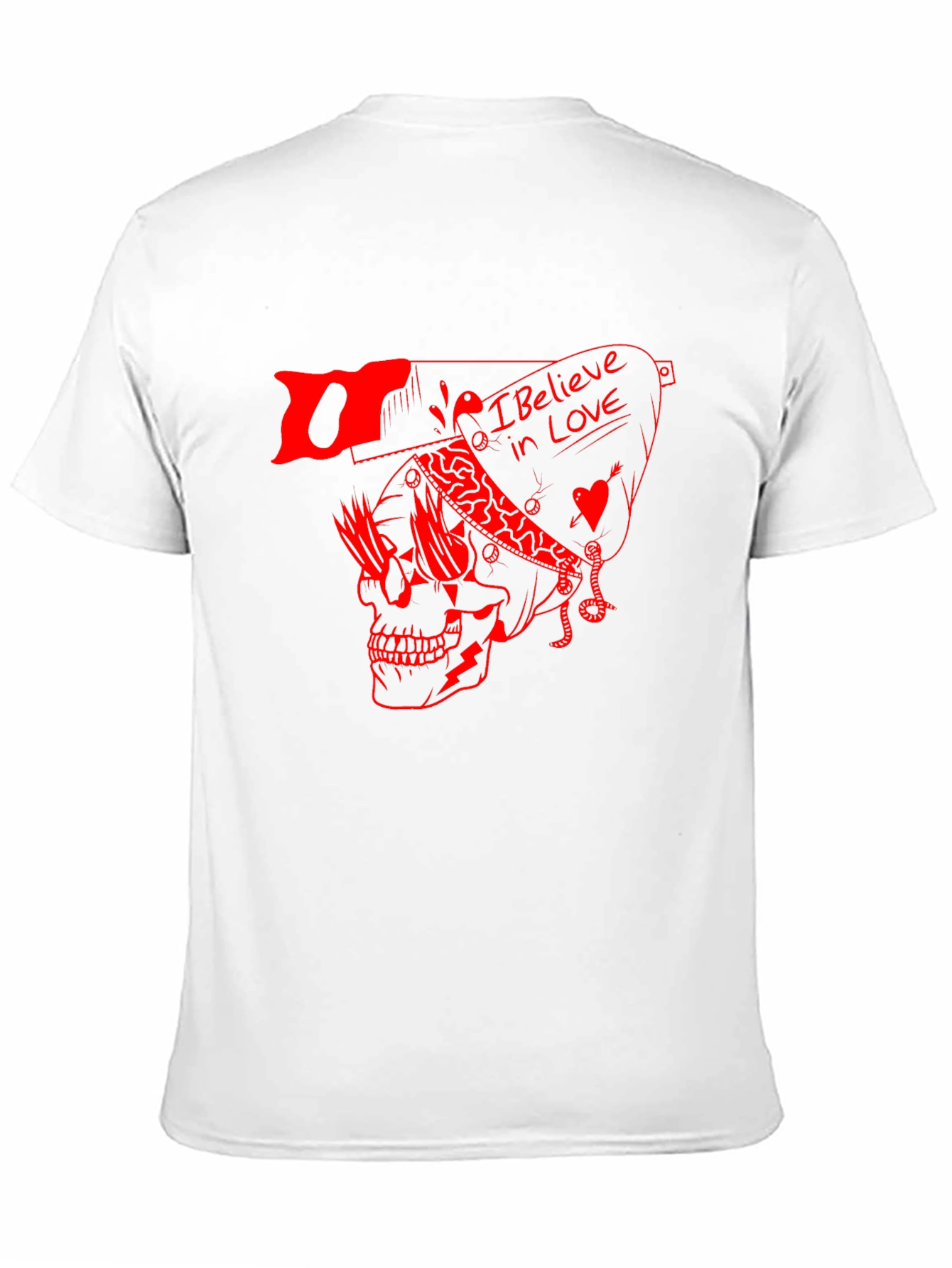 Skull Graphic Tee - I Believe in Love Print