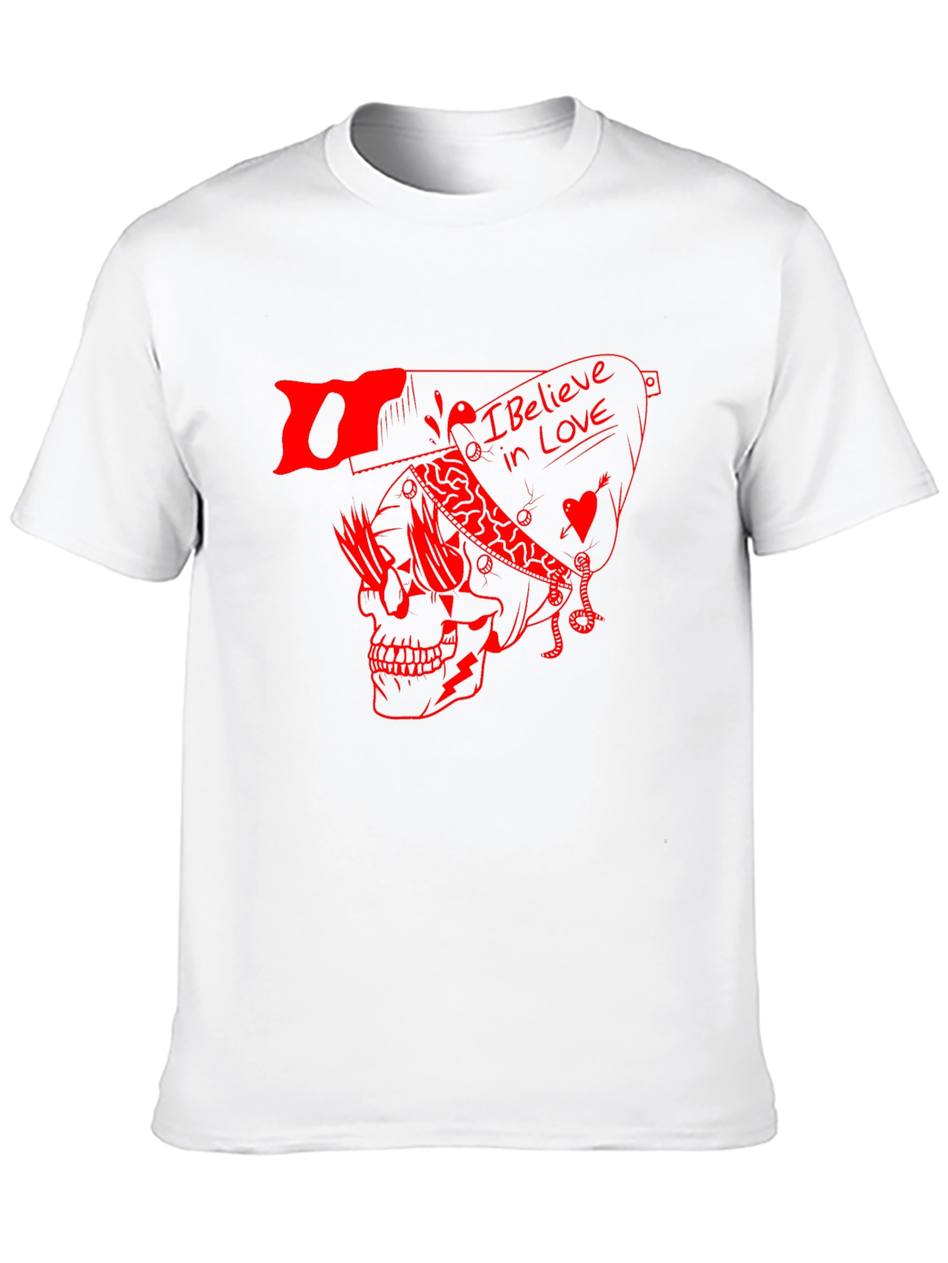 Skull Graphic Tee - I Believe in Love Print