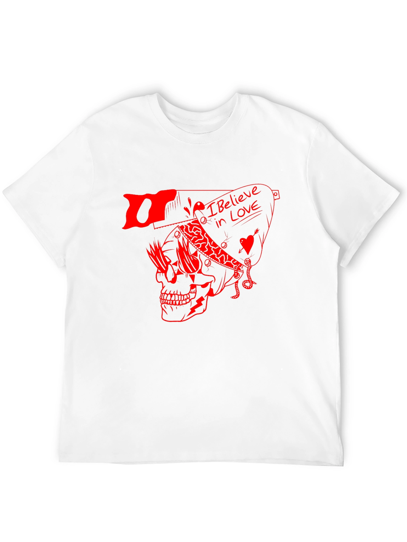 Skull Graphic Tee - I Believe in Love Print