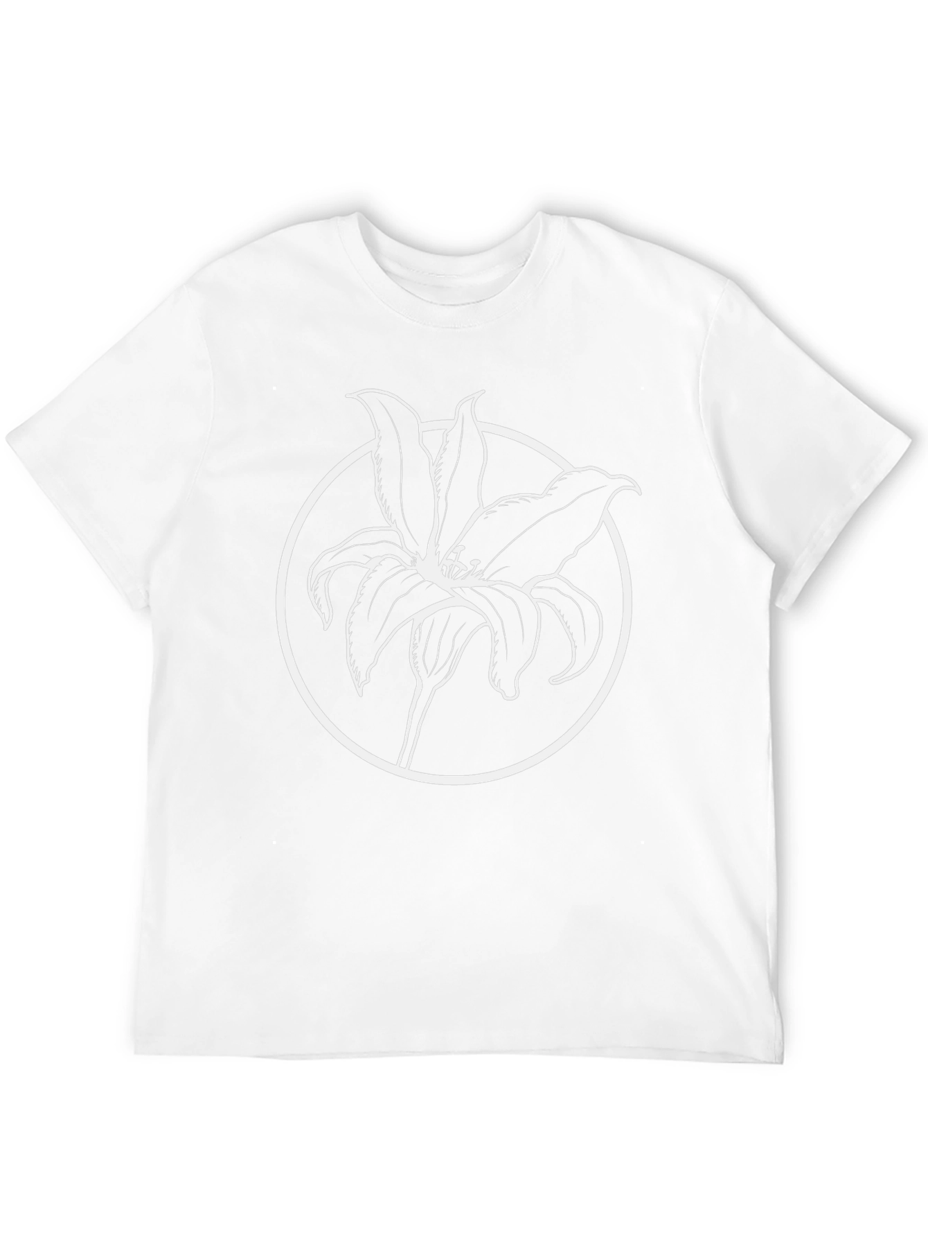 Floral Graphic T-Shirt - Lily Design Black Tee