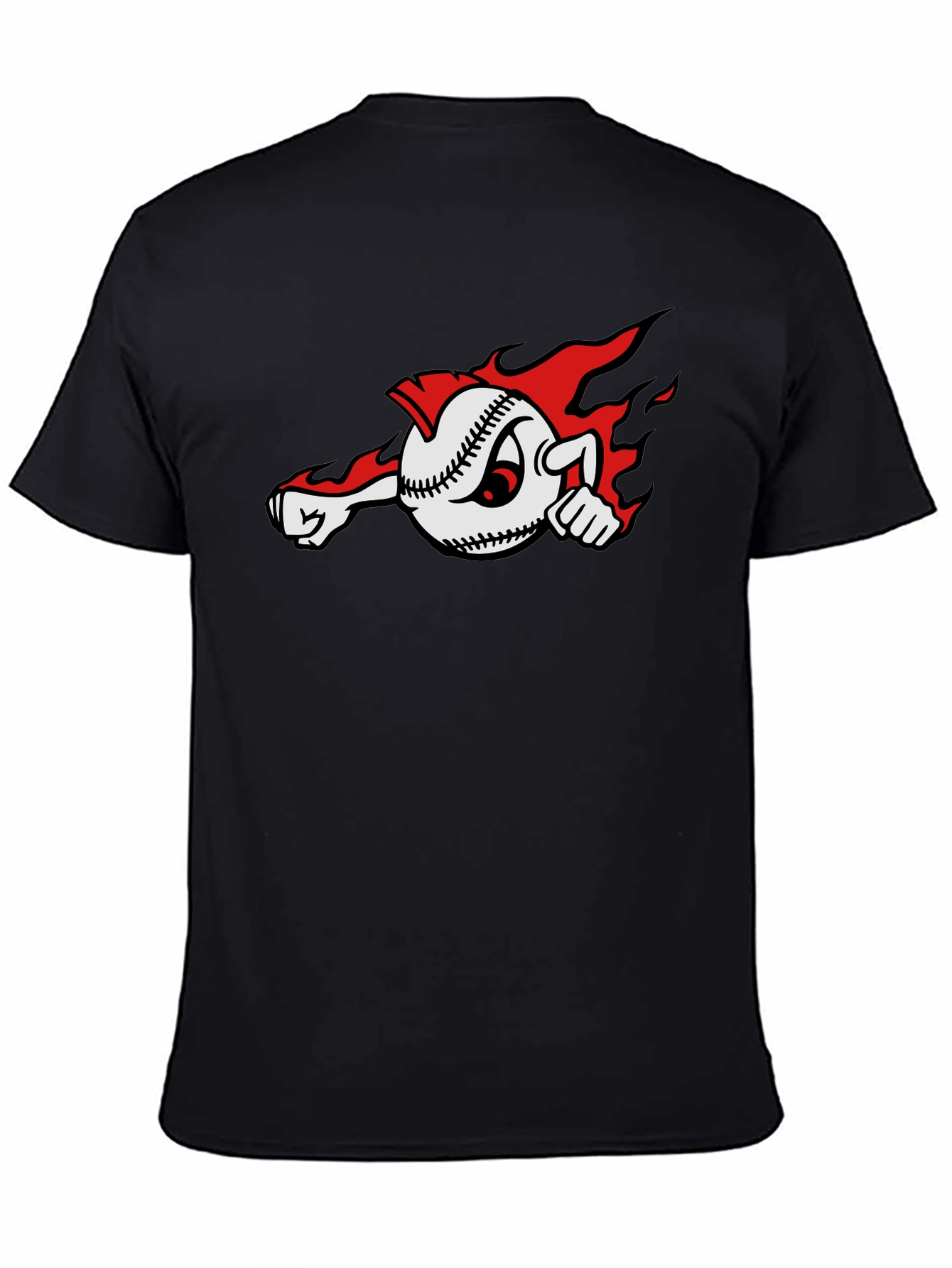 Fiery Baseball Cartoon Graphic T-Shirt
