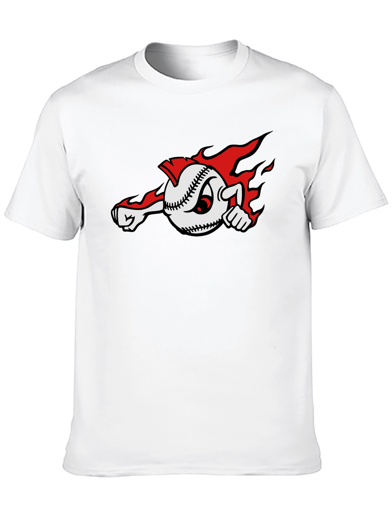 Fiery Baseball Cartoon Graphic T-Shirt