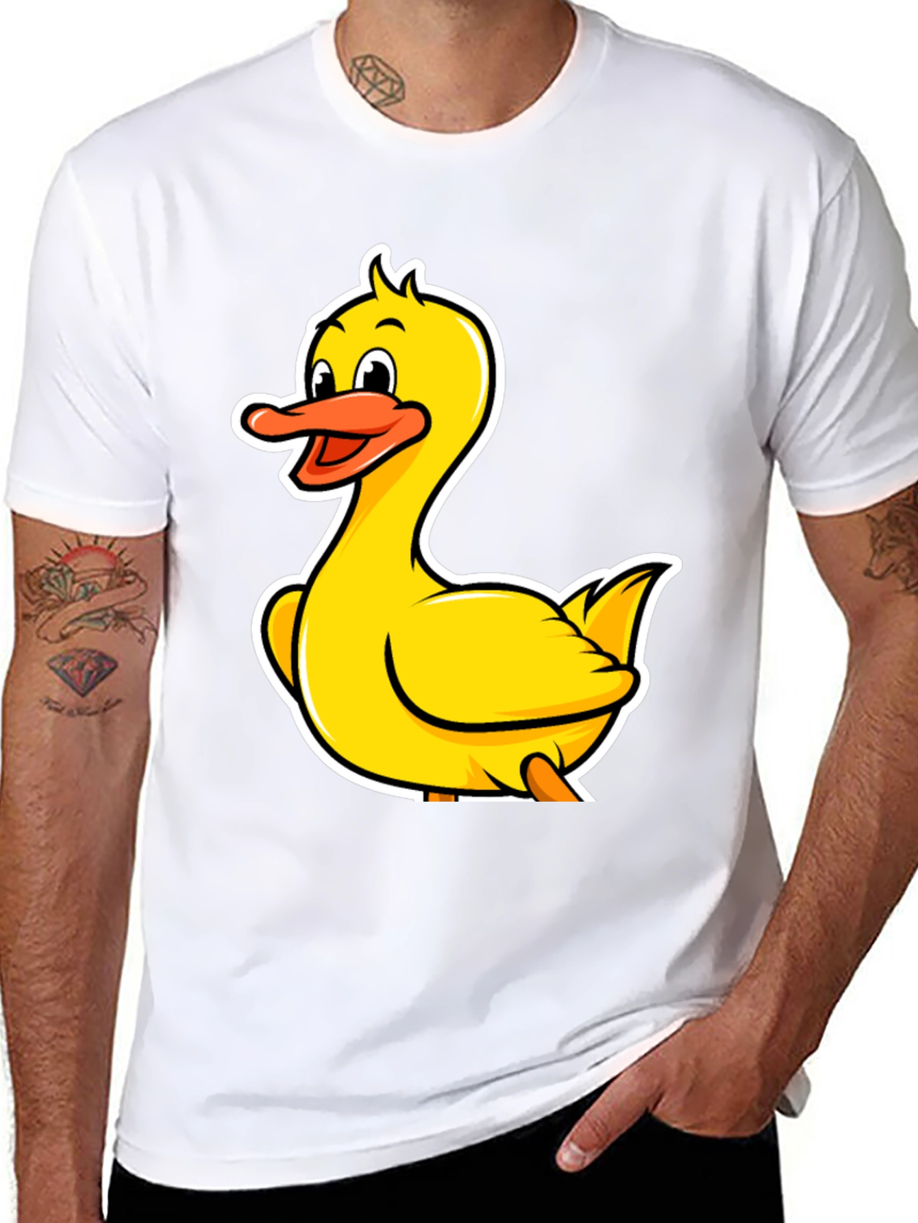 Duck Cartoon Black T-Shirt