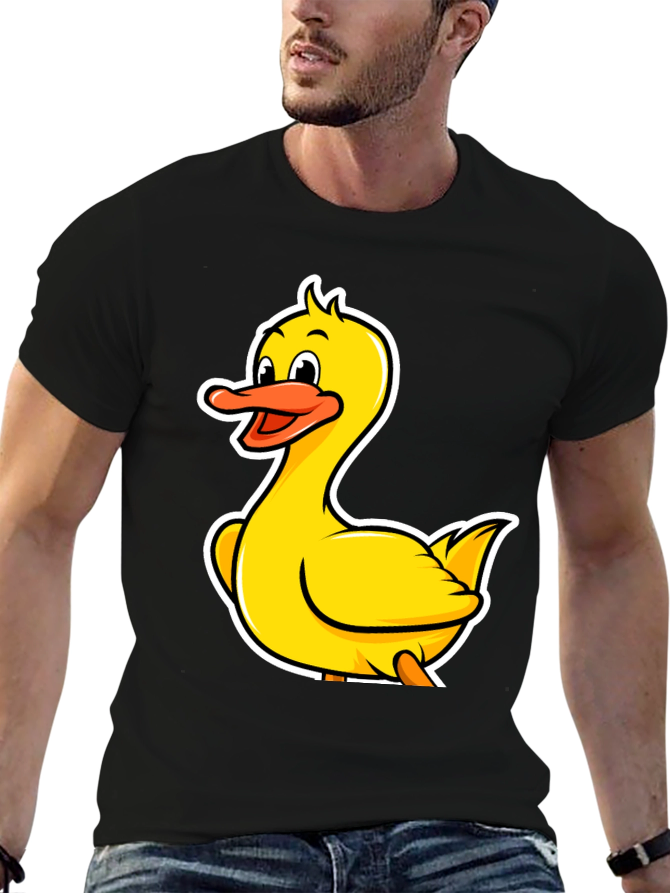 Duck Cartoon Black T-Shirt