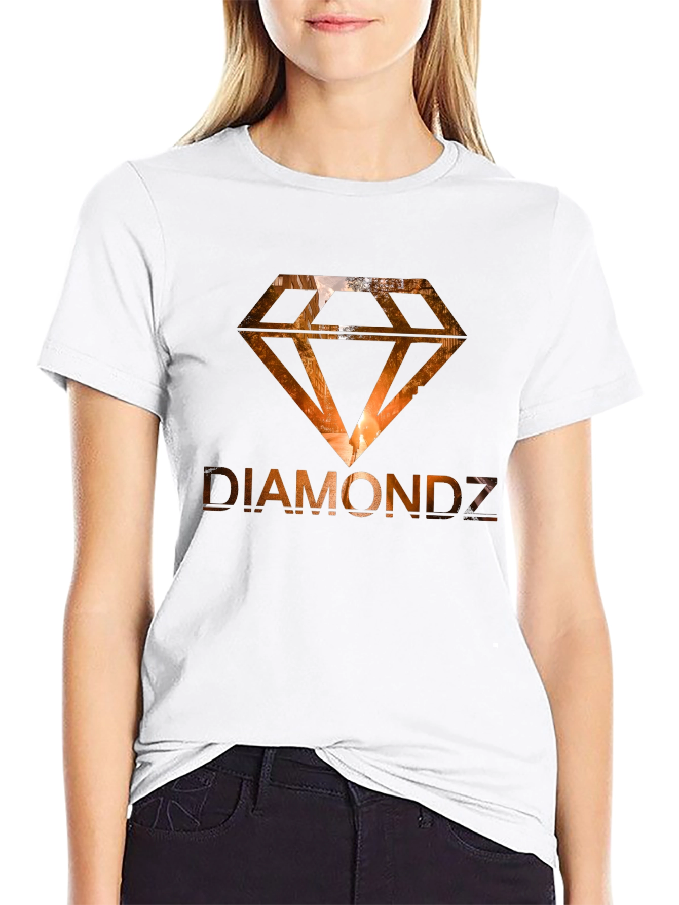 Diamondz Graphic Print Black T-Shirt