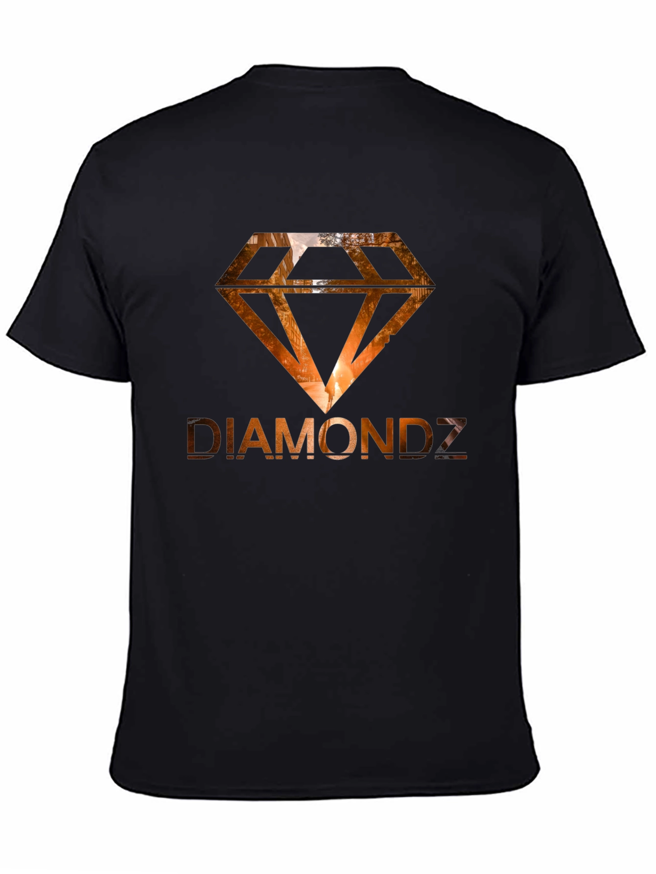 Diamondz Graphic Print Black T-Shirt