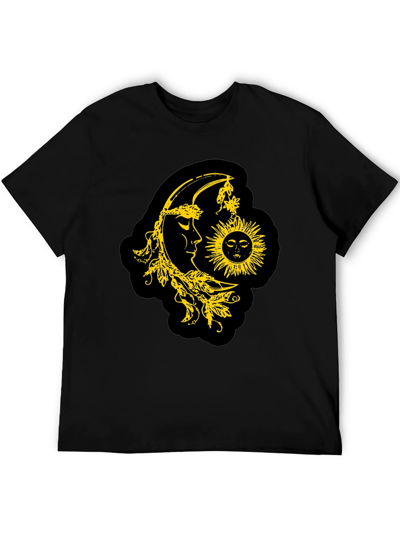 Celestial Sun & Moon Graphic T-Shirt - Black