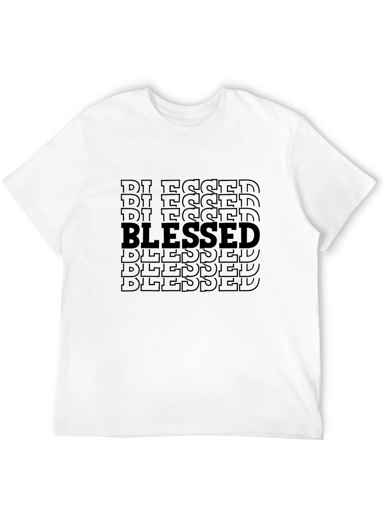 Blessed Pattern Graphic T-Shirt - Casual Black Tee