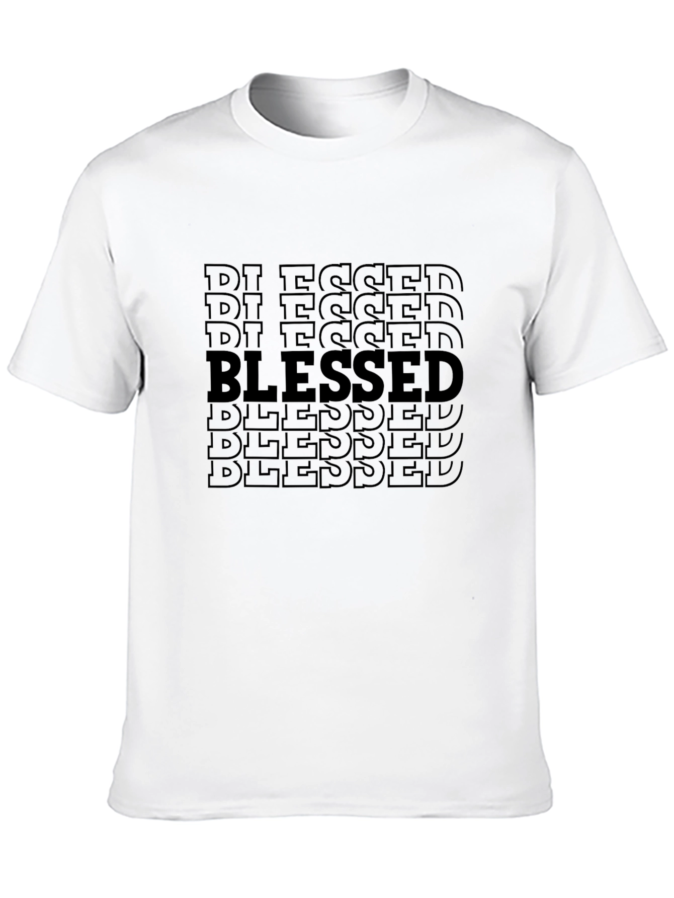 Blessed Pattern Graphic T-Shirt - Casual Black Tee