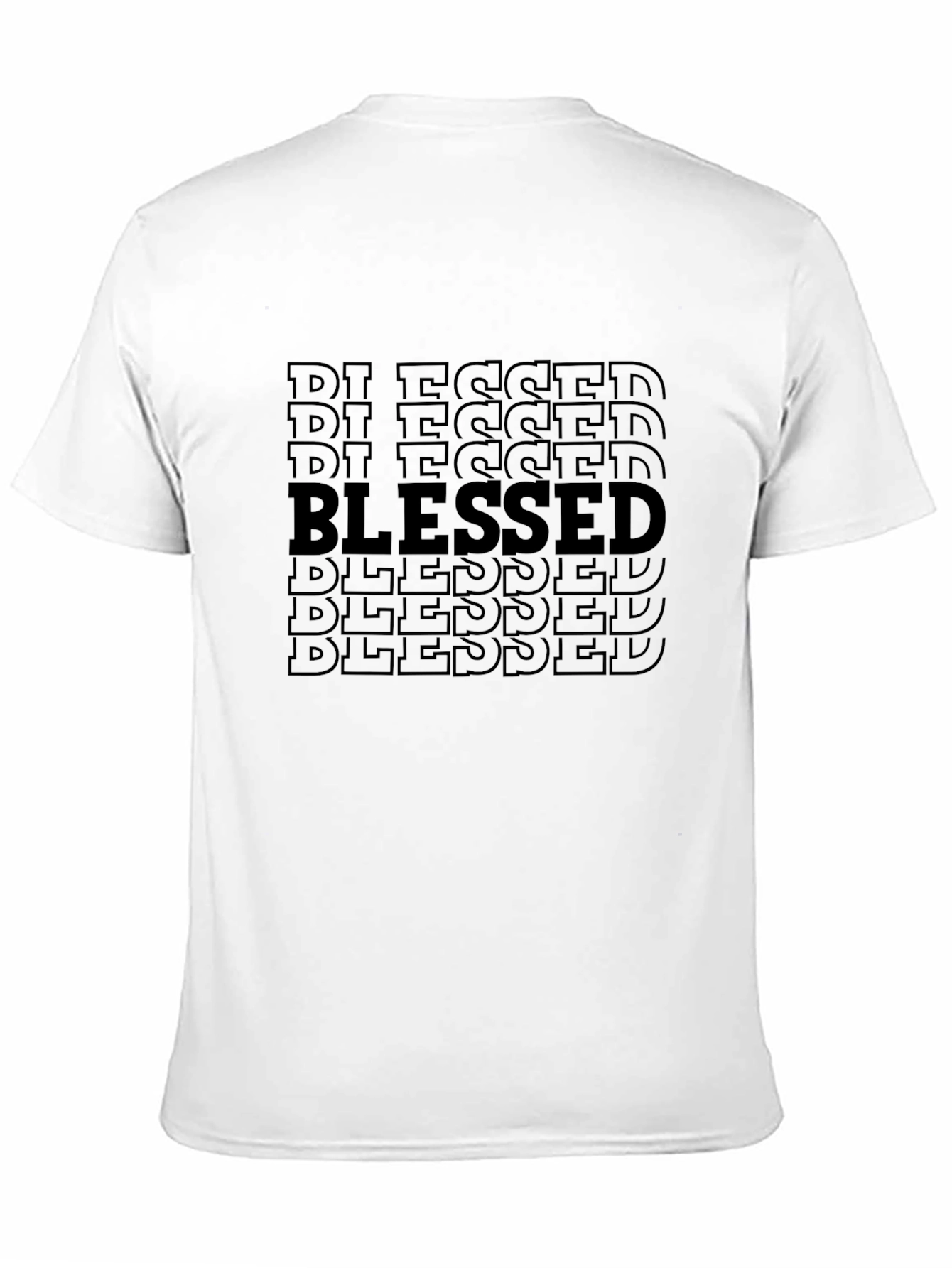 Blessed Pattern Graphic T-Shirt - Casual Black Tee