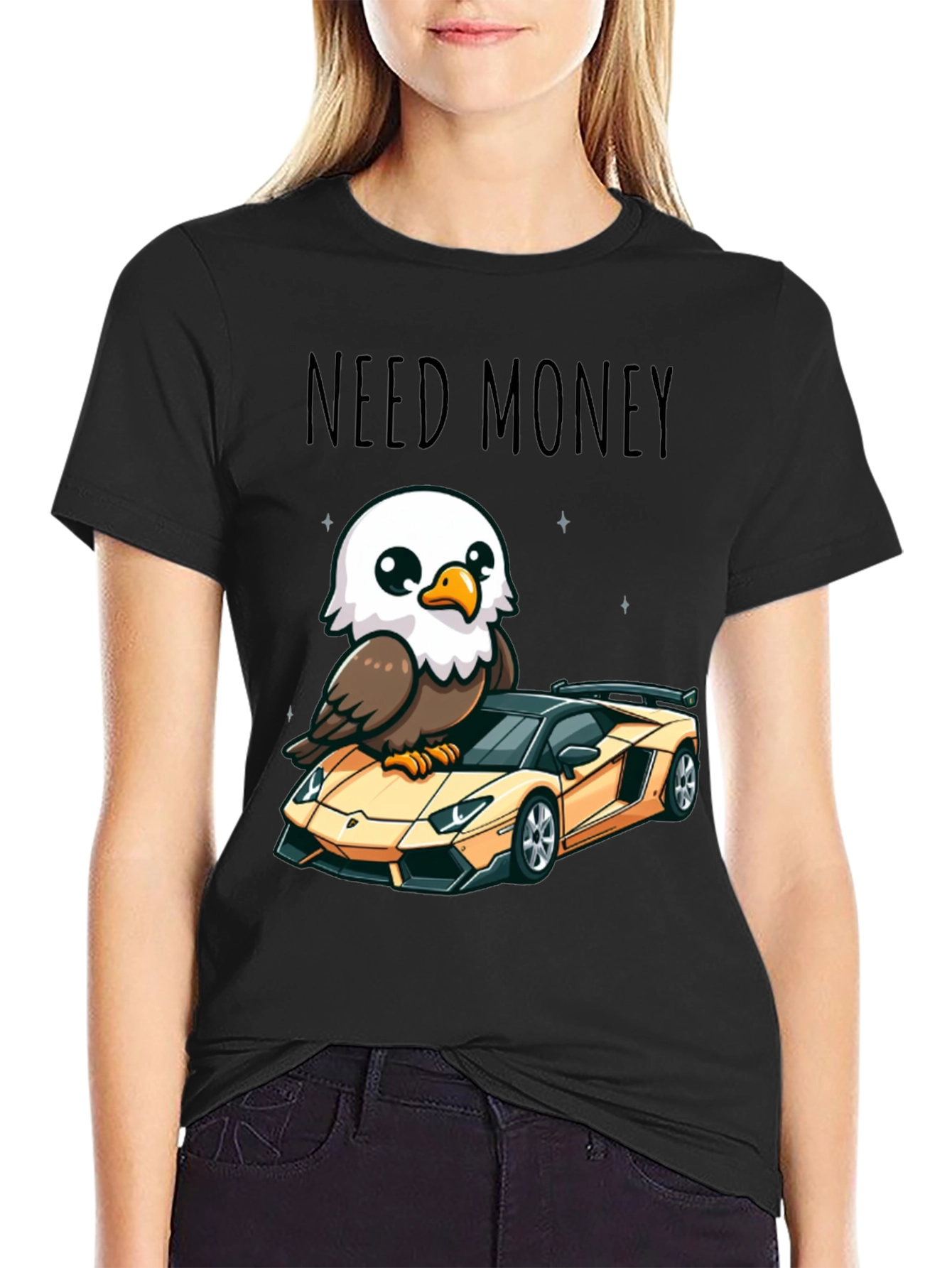 Need Money Eagle Car Graphic T-Shirt