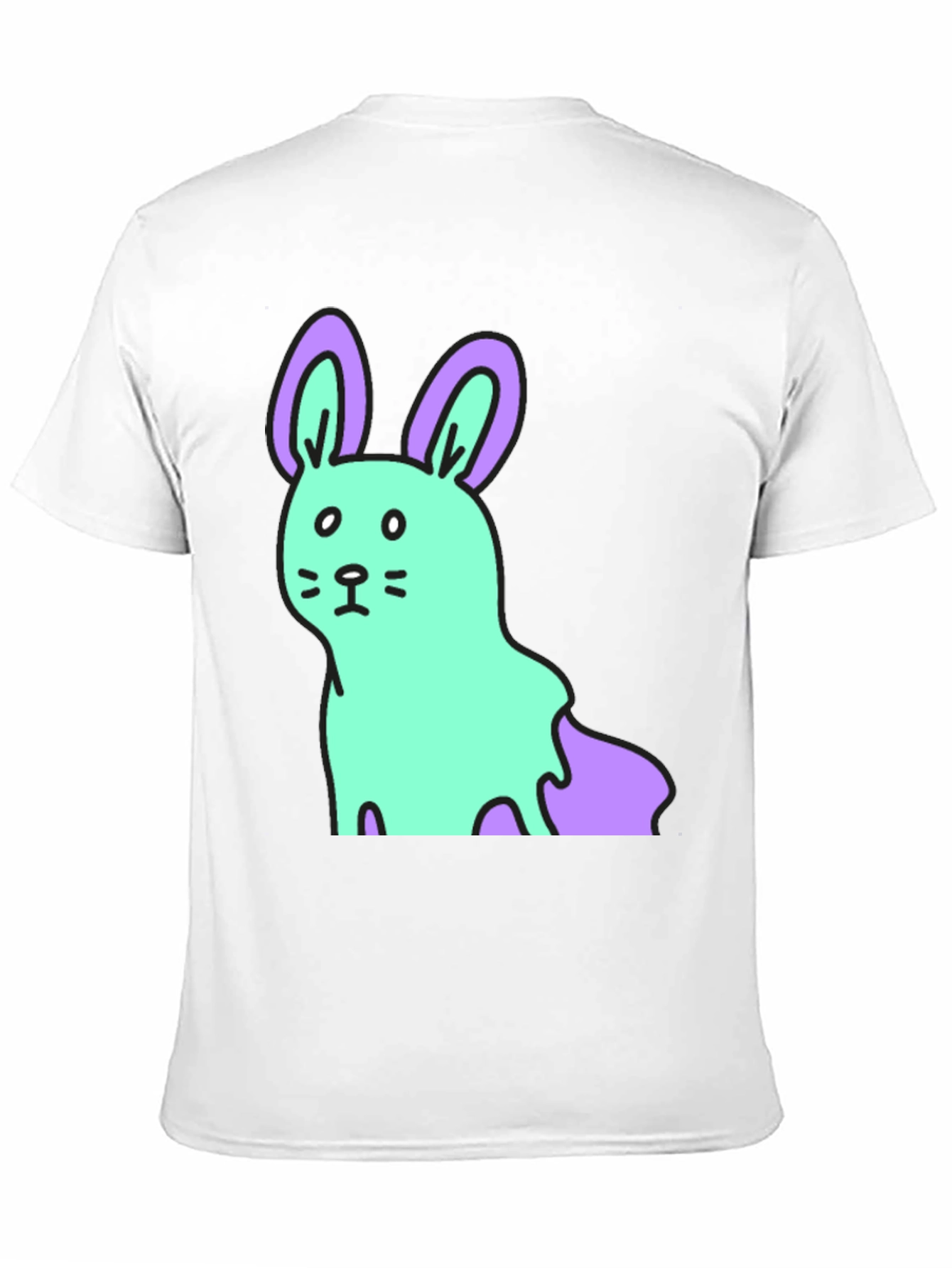 Cartoon Bunny Graphic Tee - Black Cotton Blend Shirt
