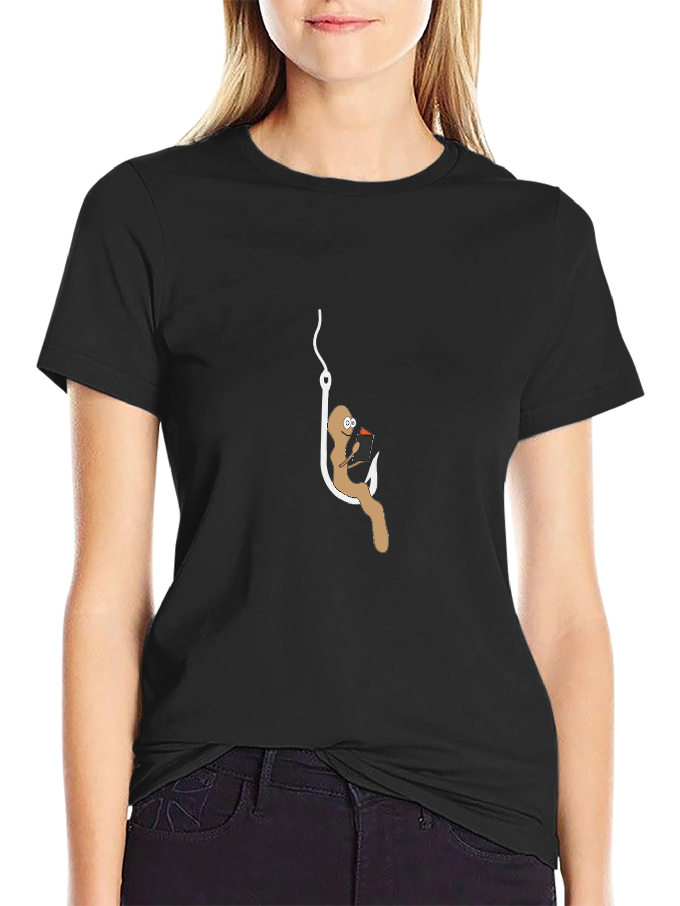 Humorous Worm on Hook T-Shirt